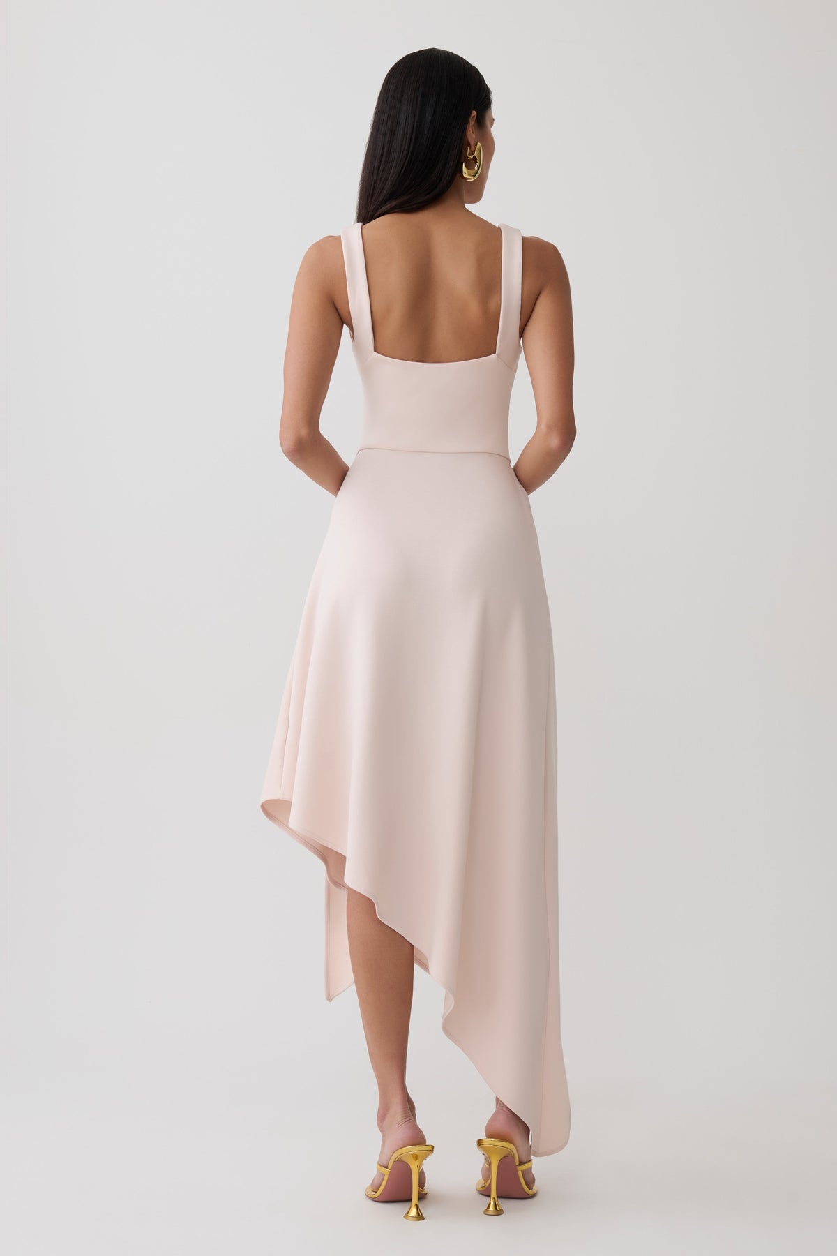 Cellini Asymmetric Hem Midi Dress - Muted Pink #2