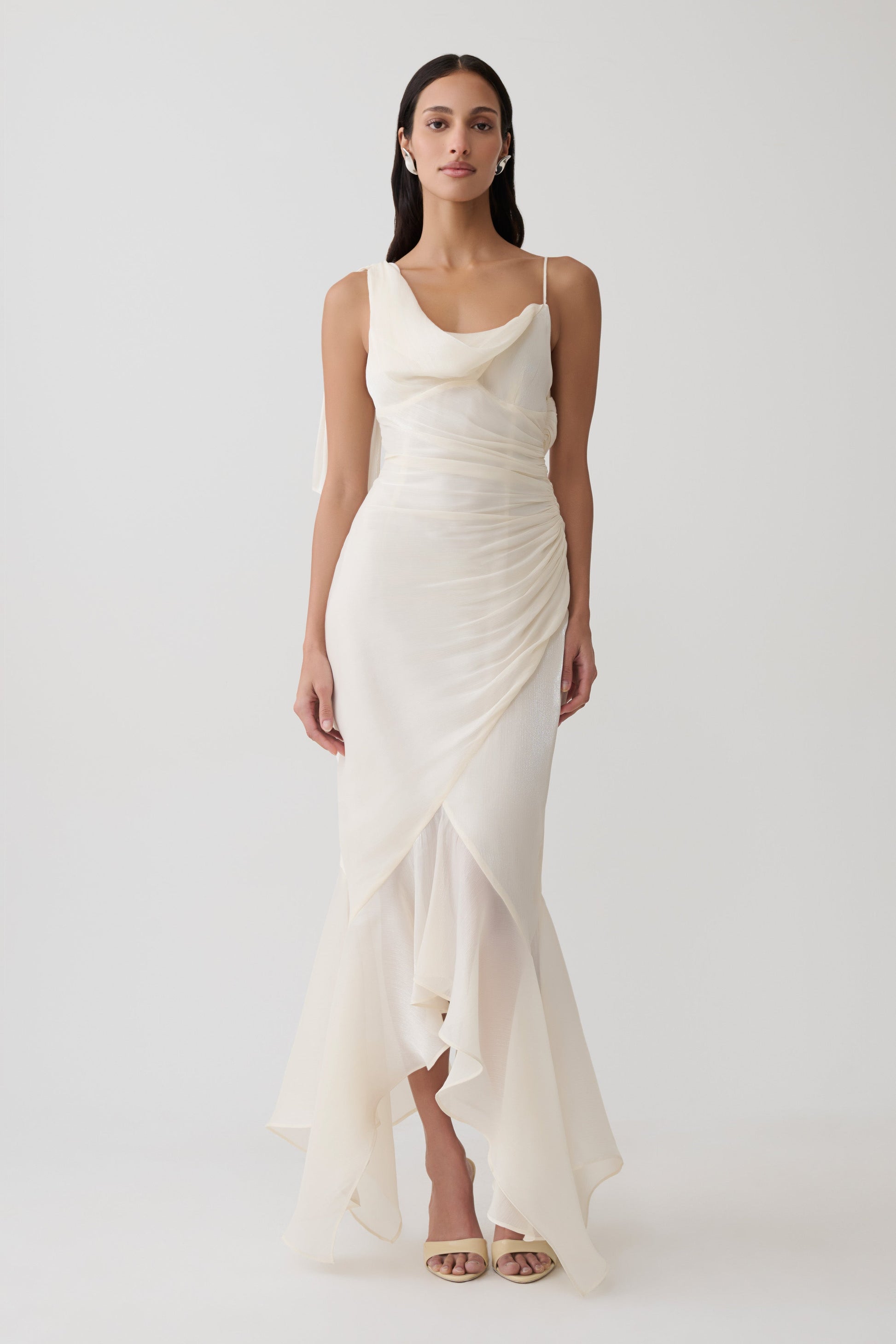 Edith Draped Maxi Dress - Ivory