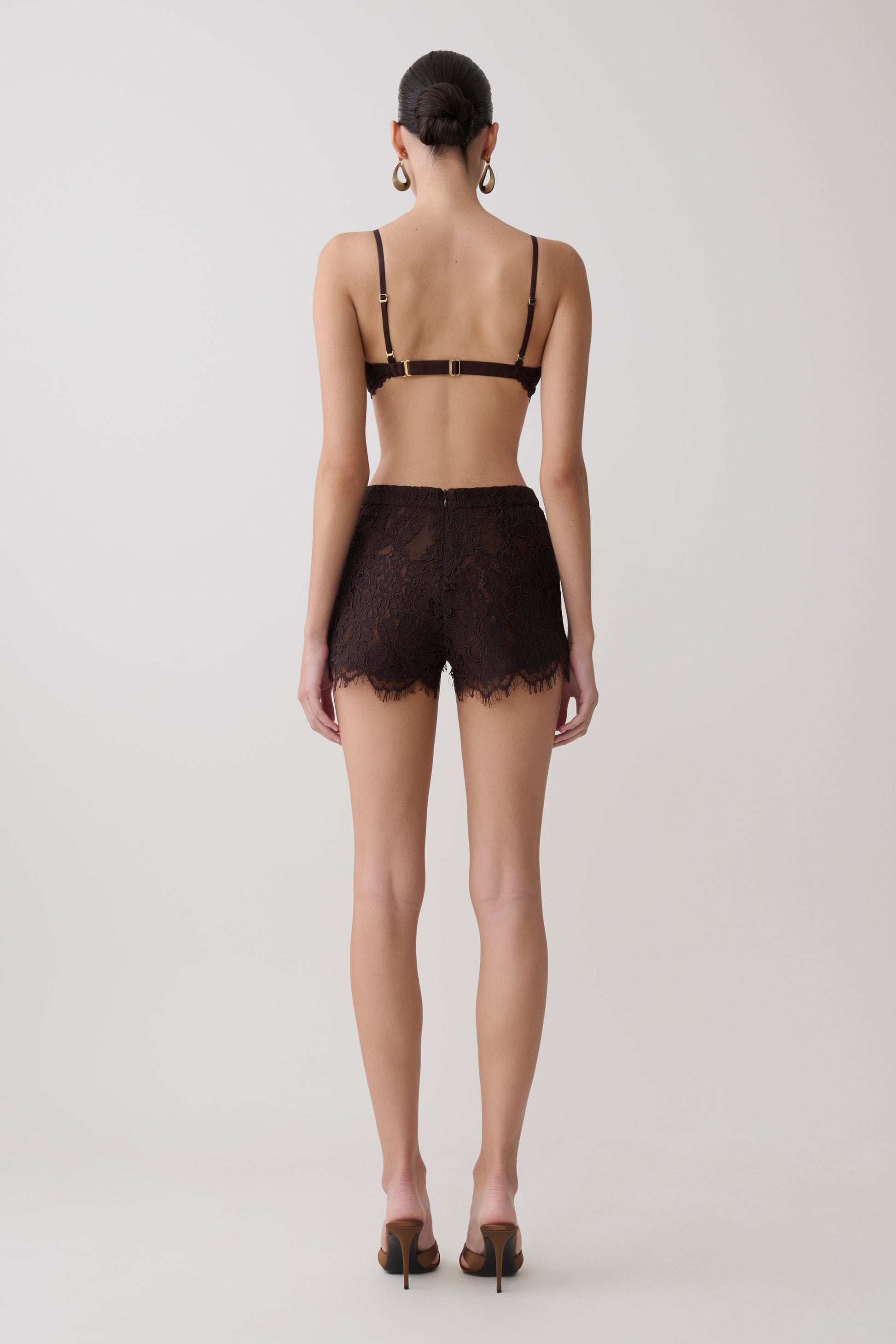 Gigi Lace Mini Shorts - Dark Chocolate #2