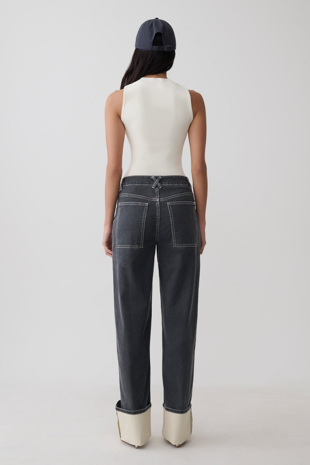 Hellen Cuff Denim Pants - Dark Grey #4