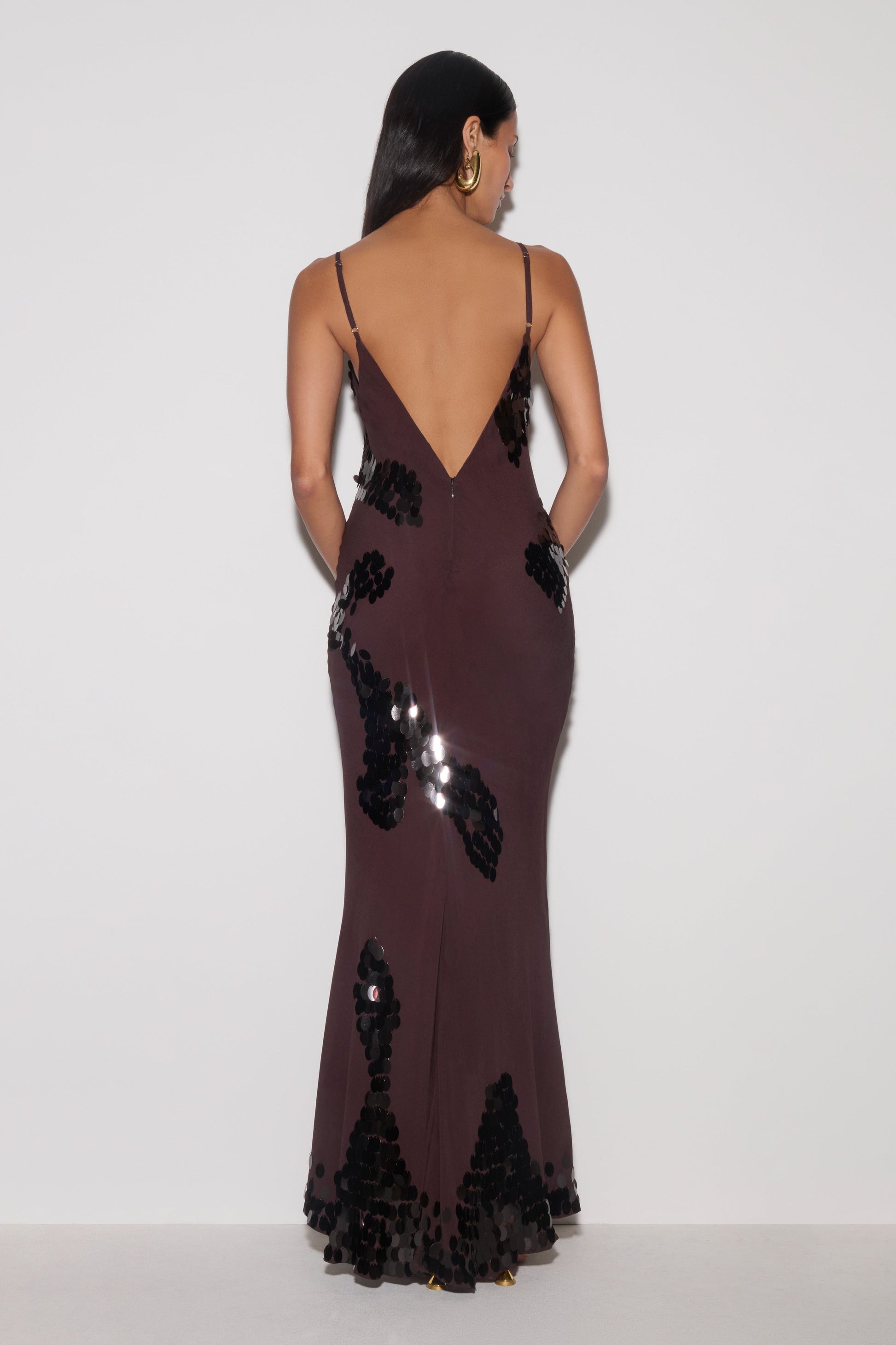 Josette Sequin & Chiffon Maxi Dress - Dark Chocolate #2