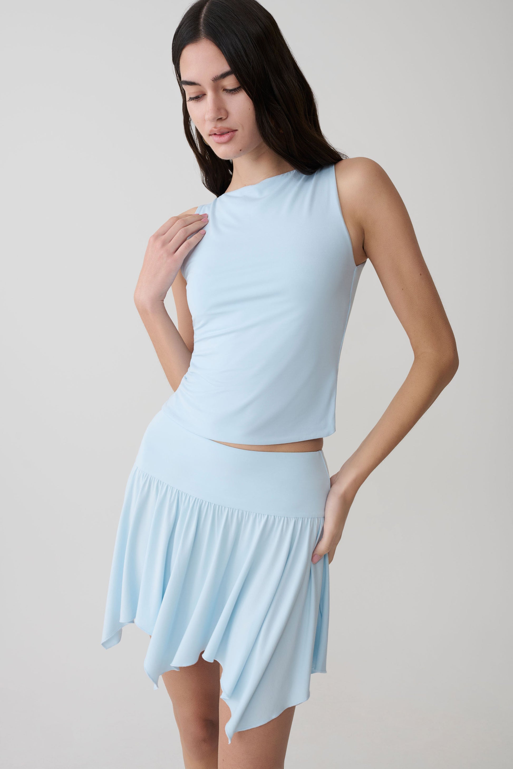 Ambrose Hankie Mini Skirt - Pale Blue #3