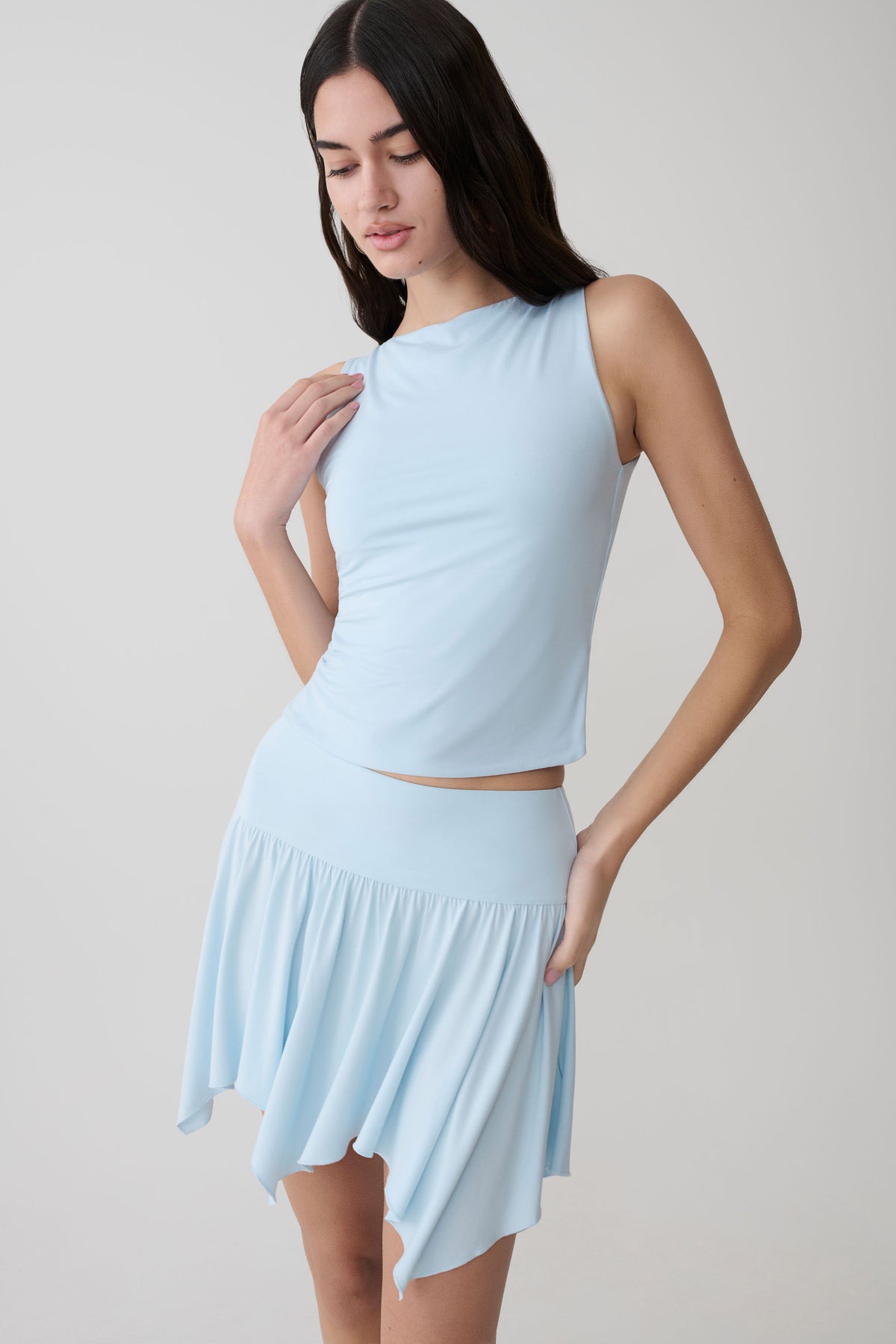 Ambrose Hankie Mini Skirt - Pale Blue #3