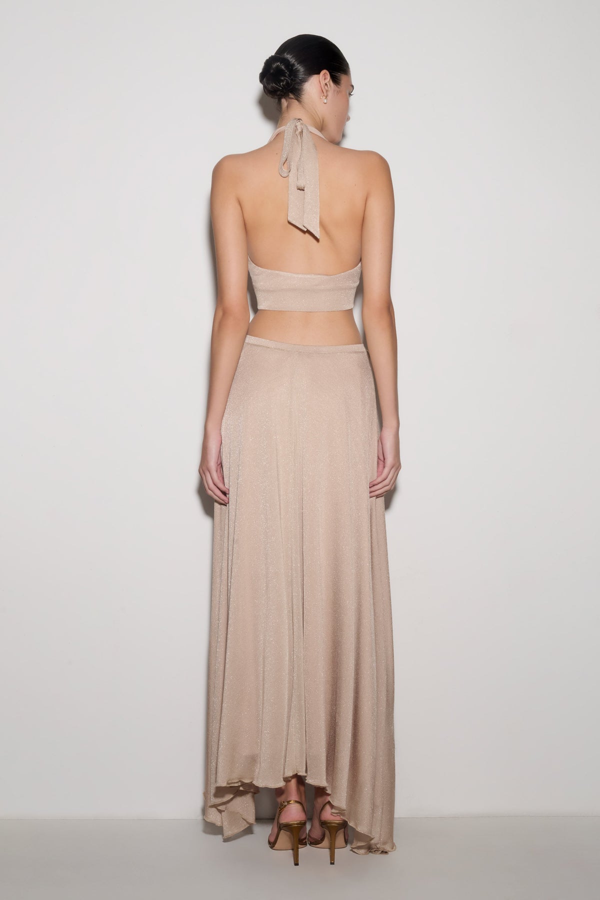 Nola Draped Lurex Halter Top - Gold #4