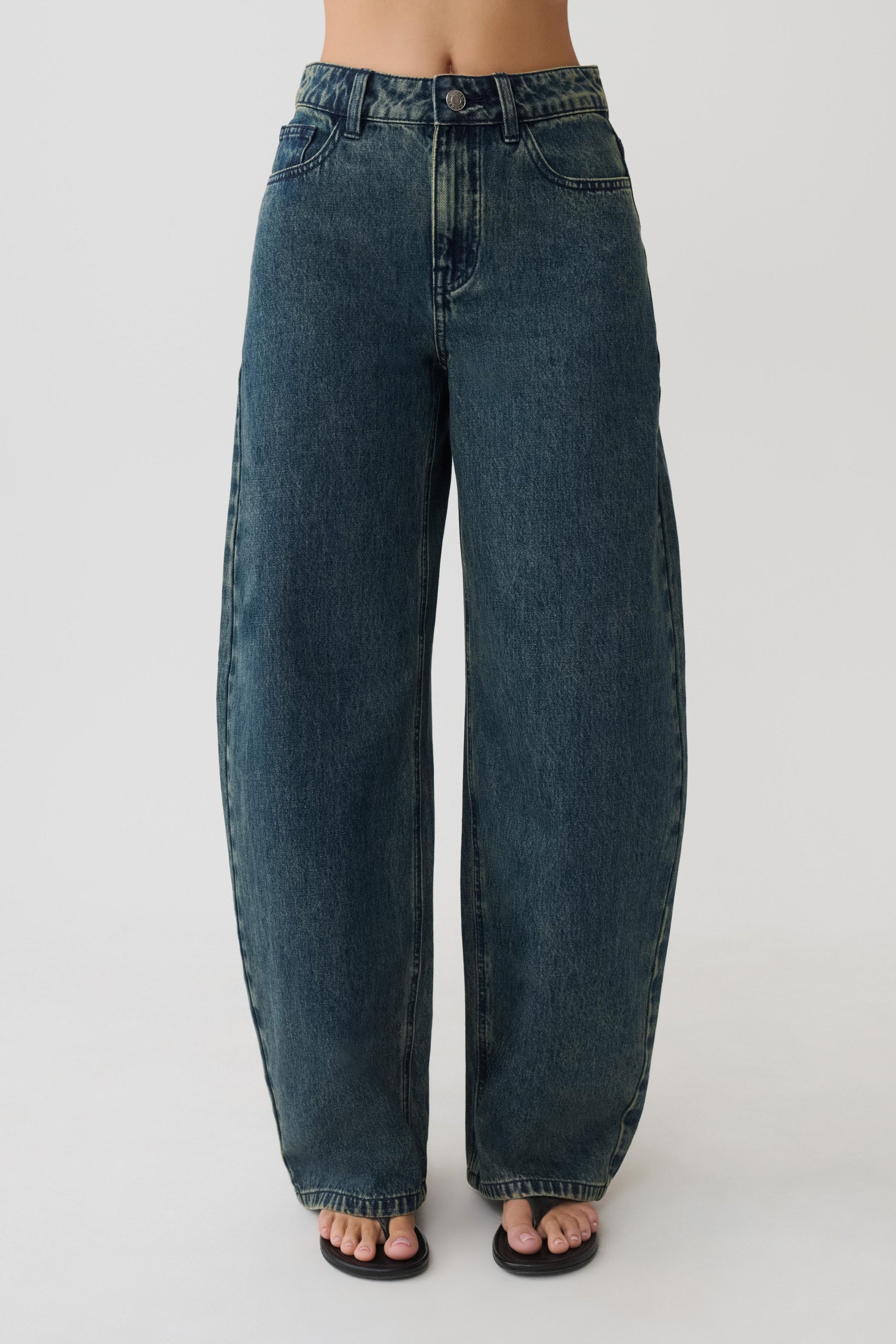 Stephanie Barrel Denim Jeans - Vintage Blue #11
