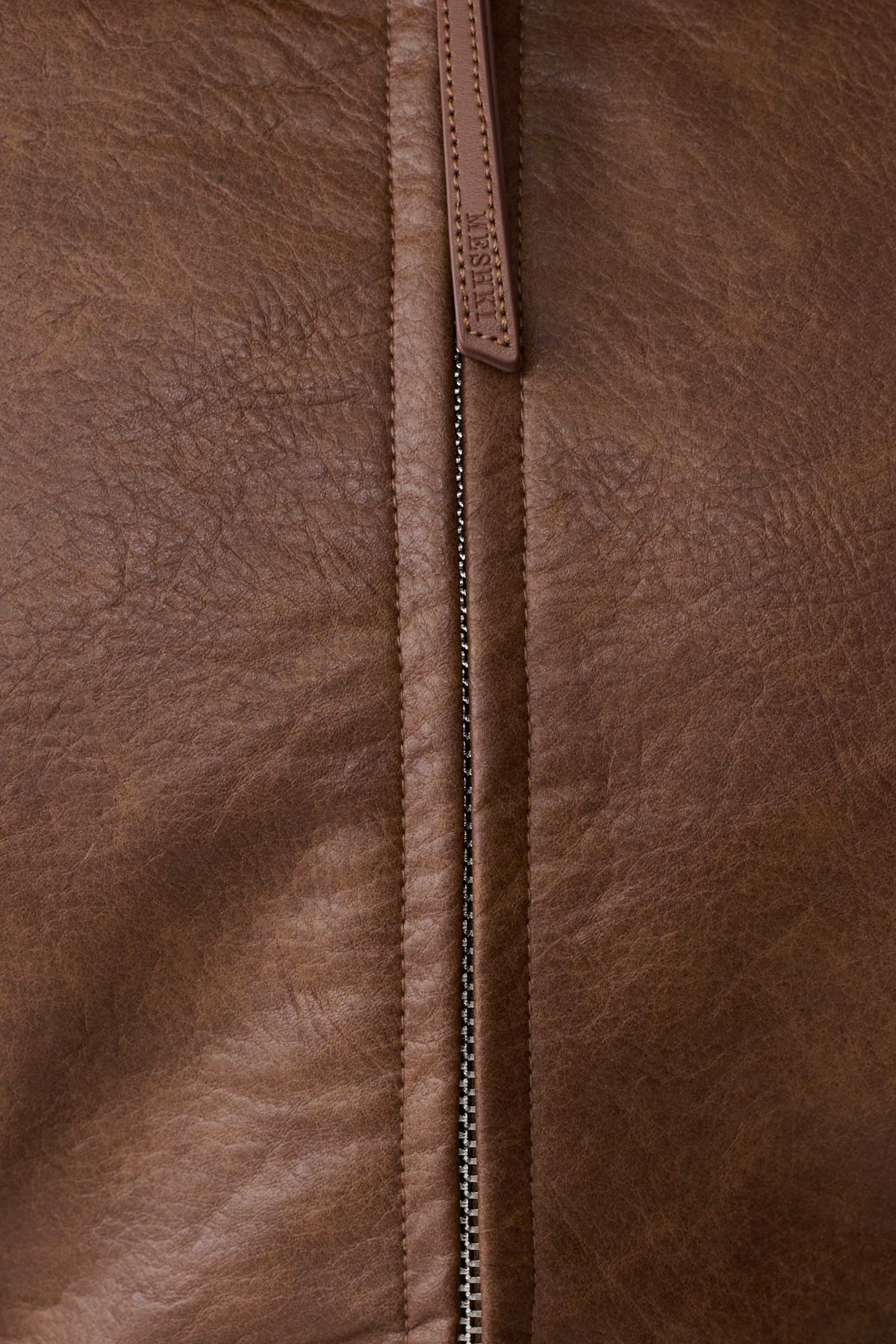 Telma Faux Leather Collared Jacket - Chocolate #5