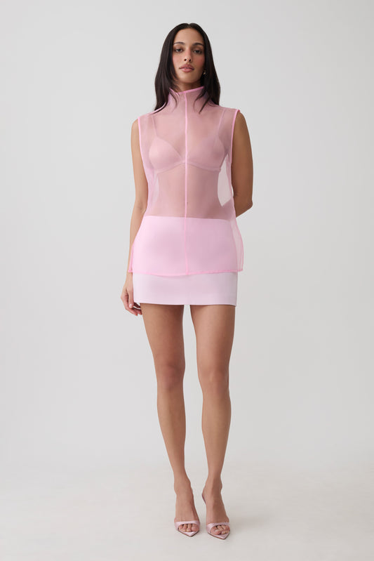 Alicia Satin Mini Skirt - Baby Pink
