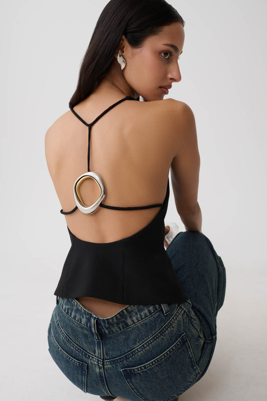 Bernadette Hardware Sleeveless Top - Black