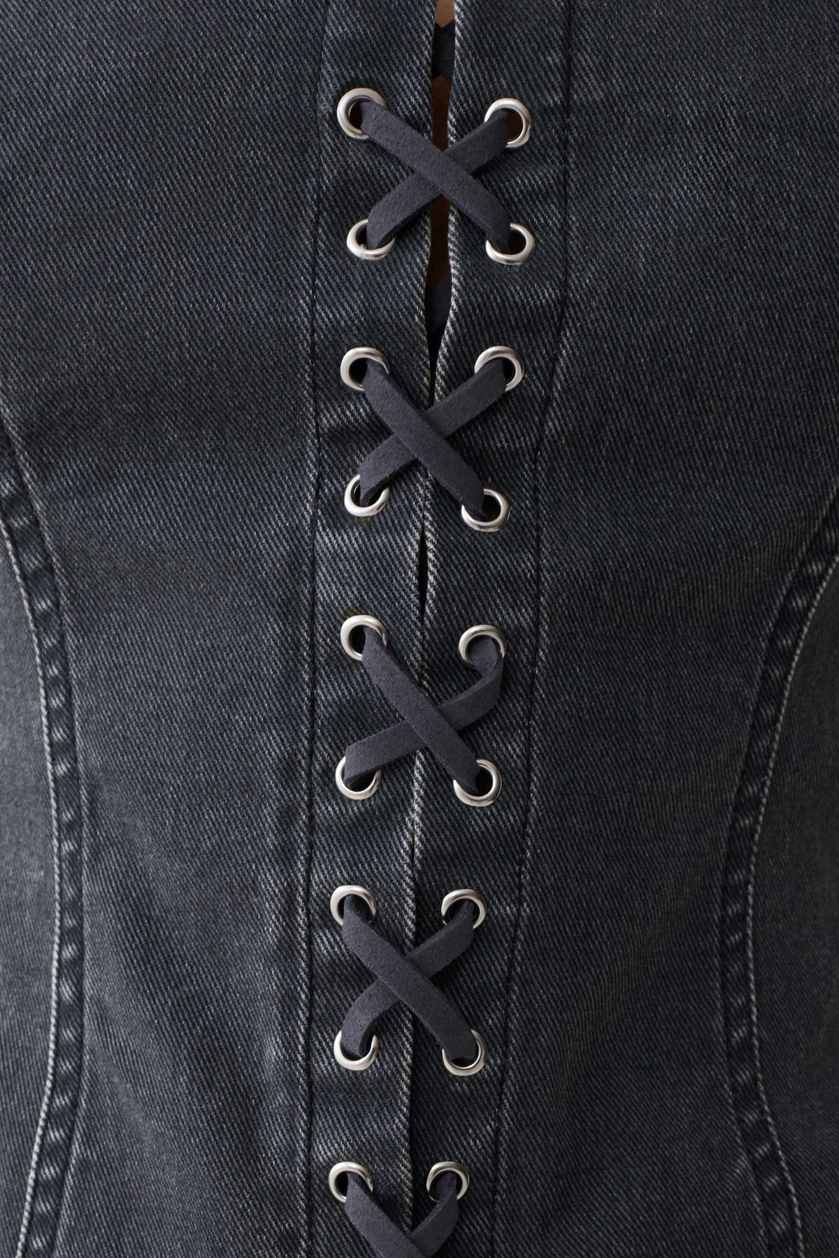 Hellen Denim Corset Top - Dark Grey