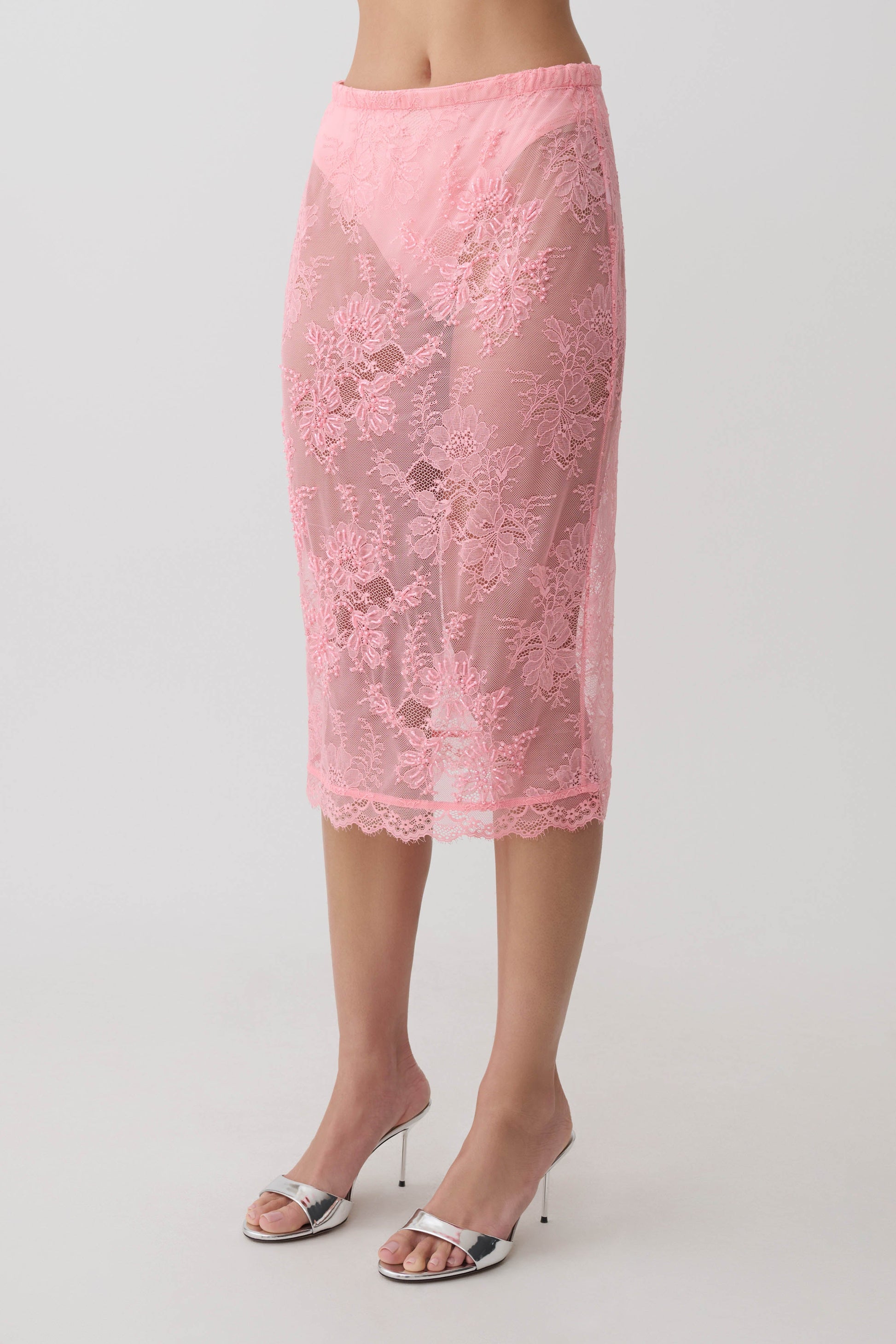 Marcelle Lace Midi Skirt - Pink #3