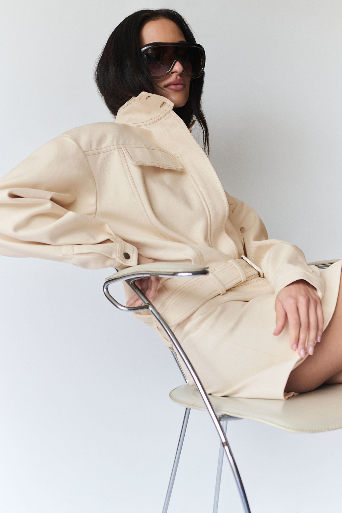 Scott Denim Mini Dress - Cream #7