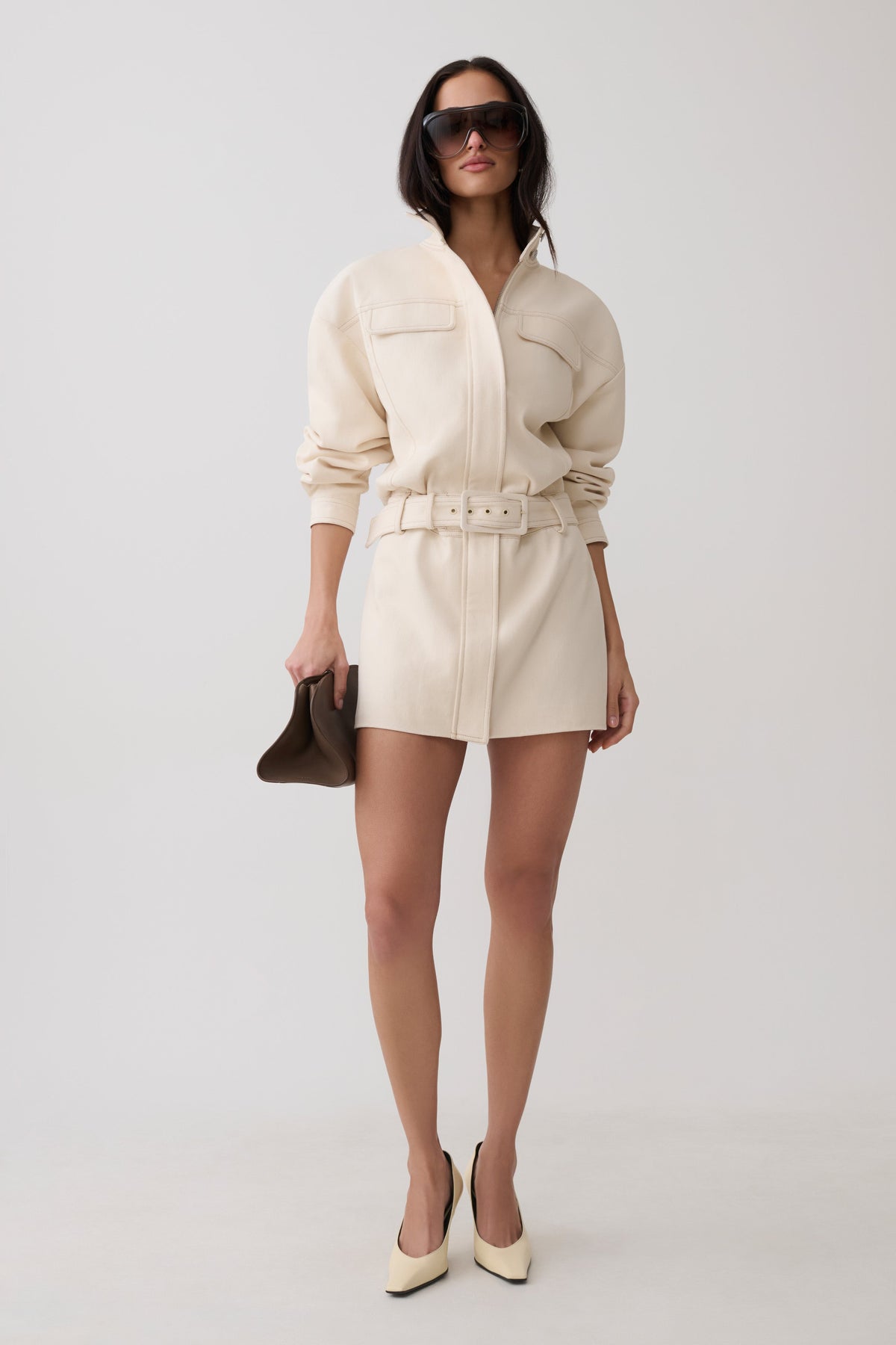 Scott Denim Mini Dress - Cream