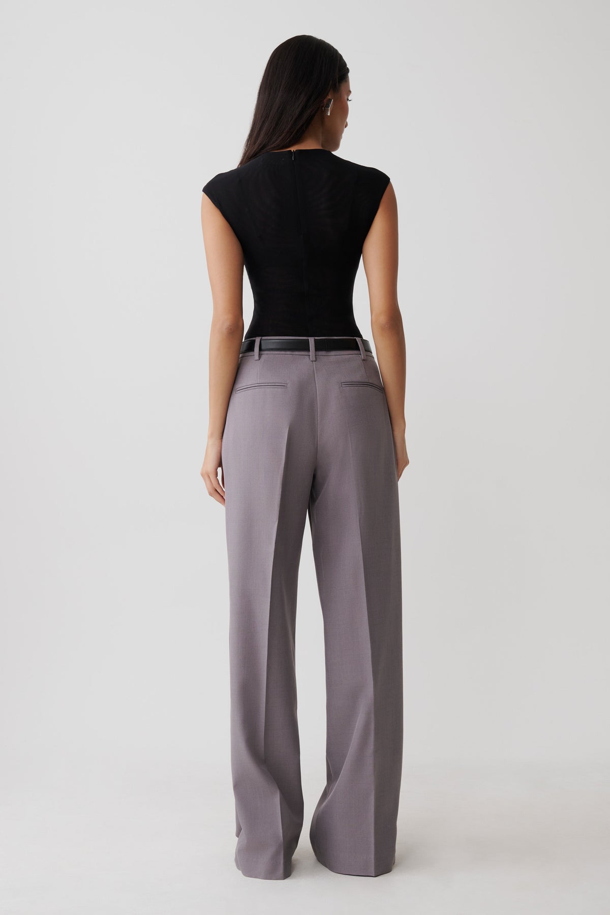 Phoebe Straight Leg Suiting Pants - Light Grey Marle #2