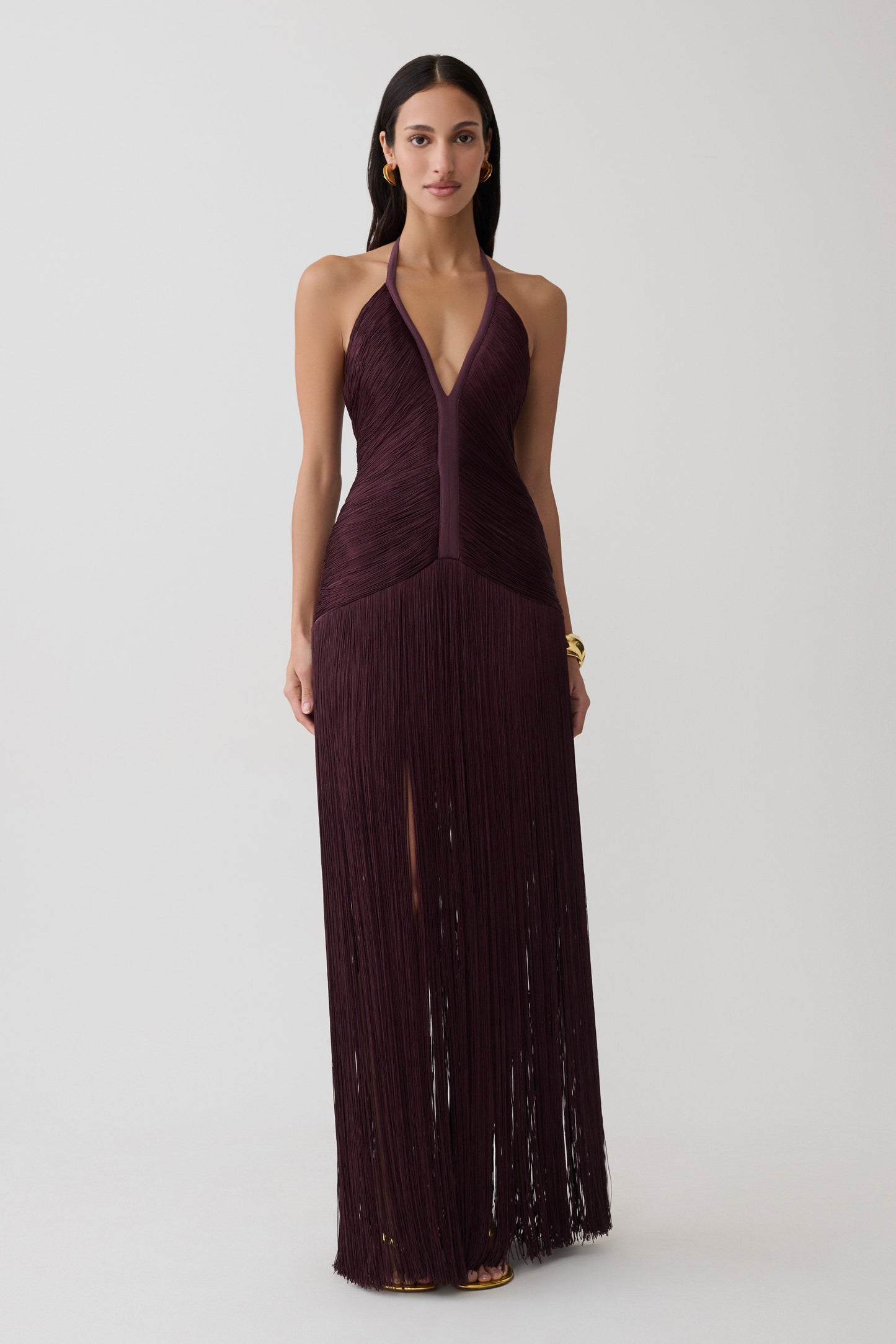 Tiffany Fringe Maxi Dress - Plum
