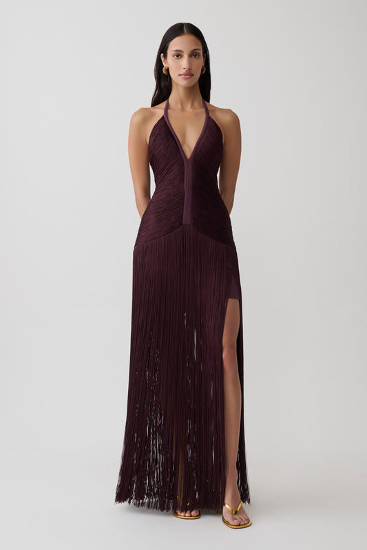 Tiffany Fringe Maxi Dress - Plum