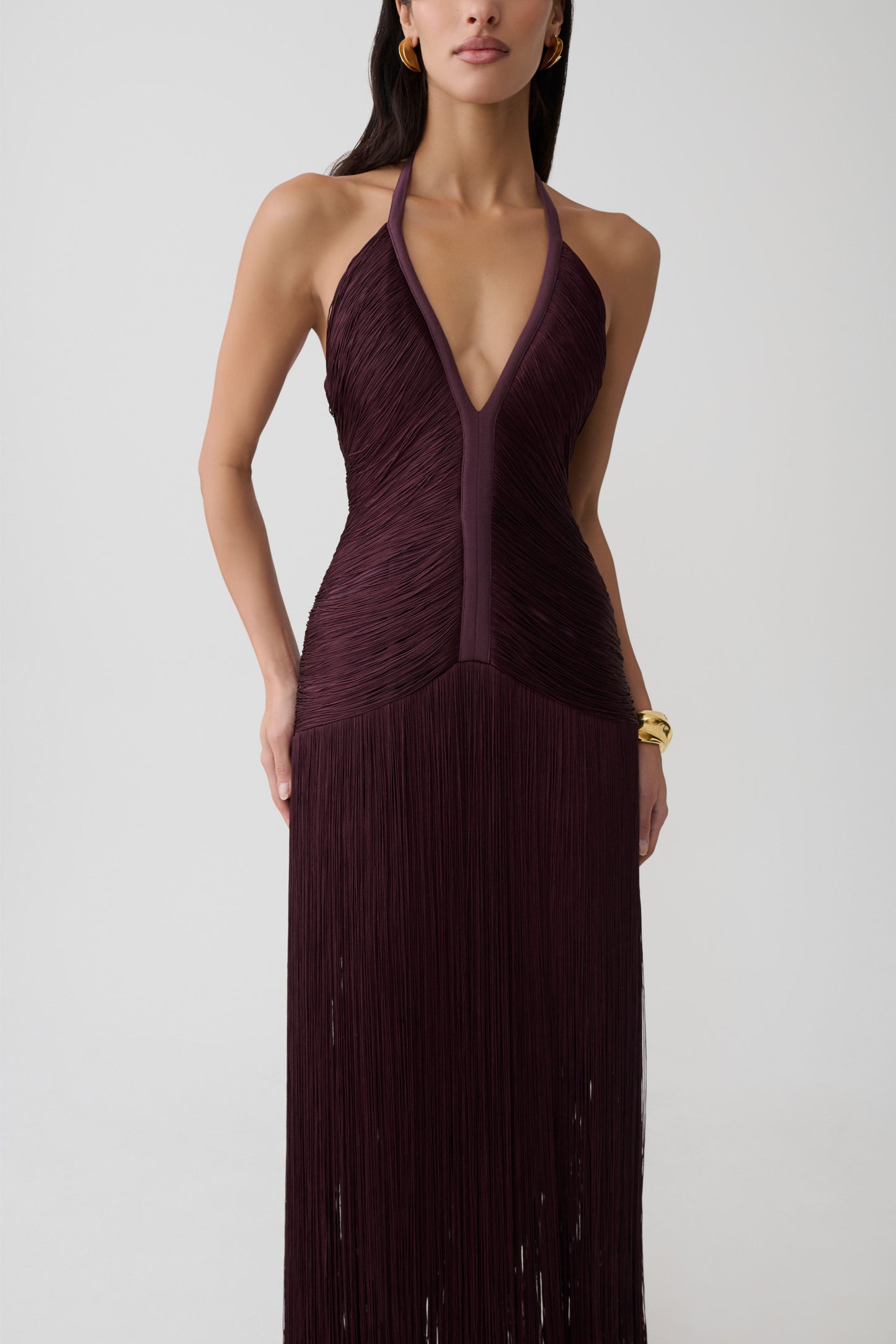 Tiffany Fringe Maxi Dress - Plum