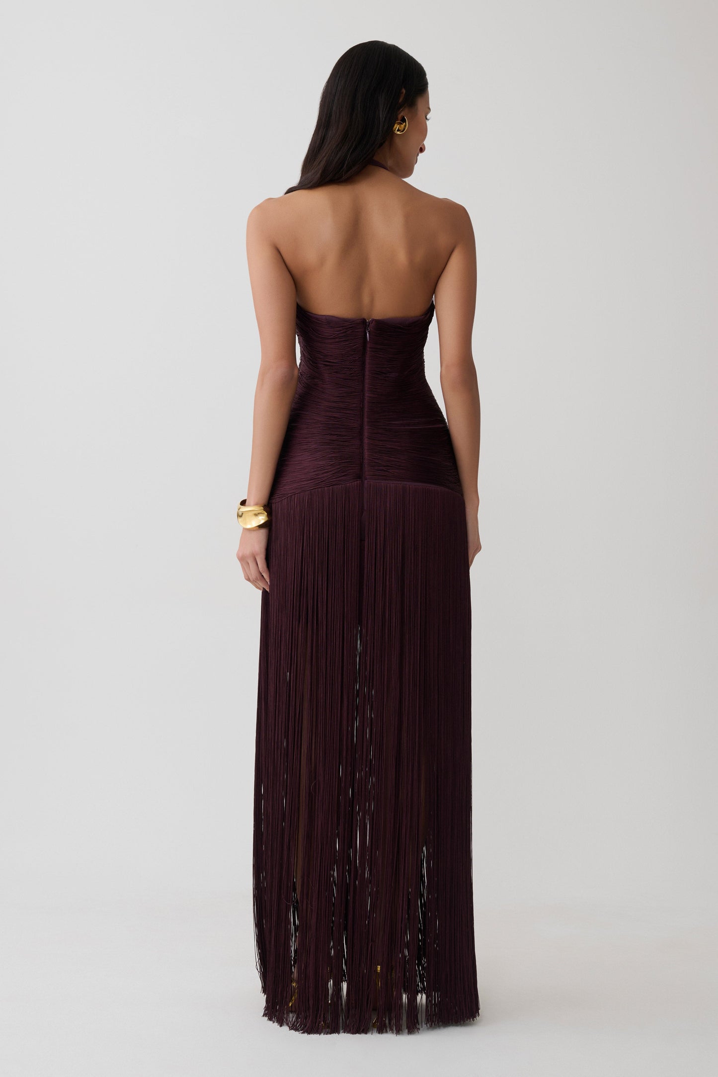 Tiffany Fringe Maxi Dress - Plum