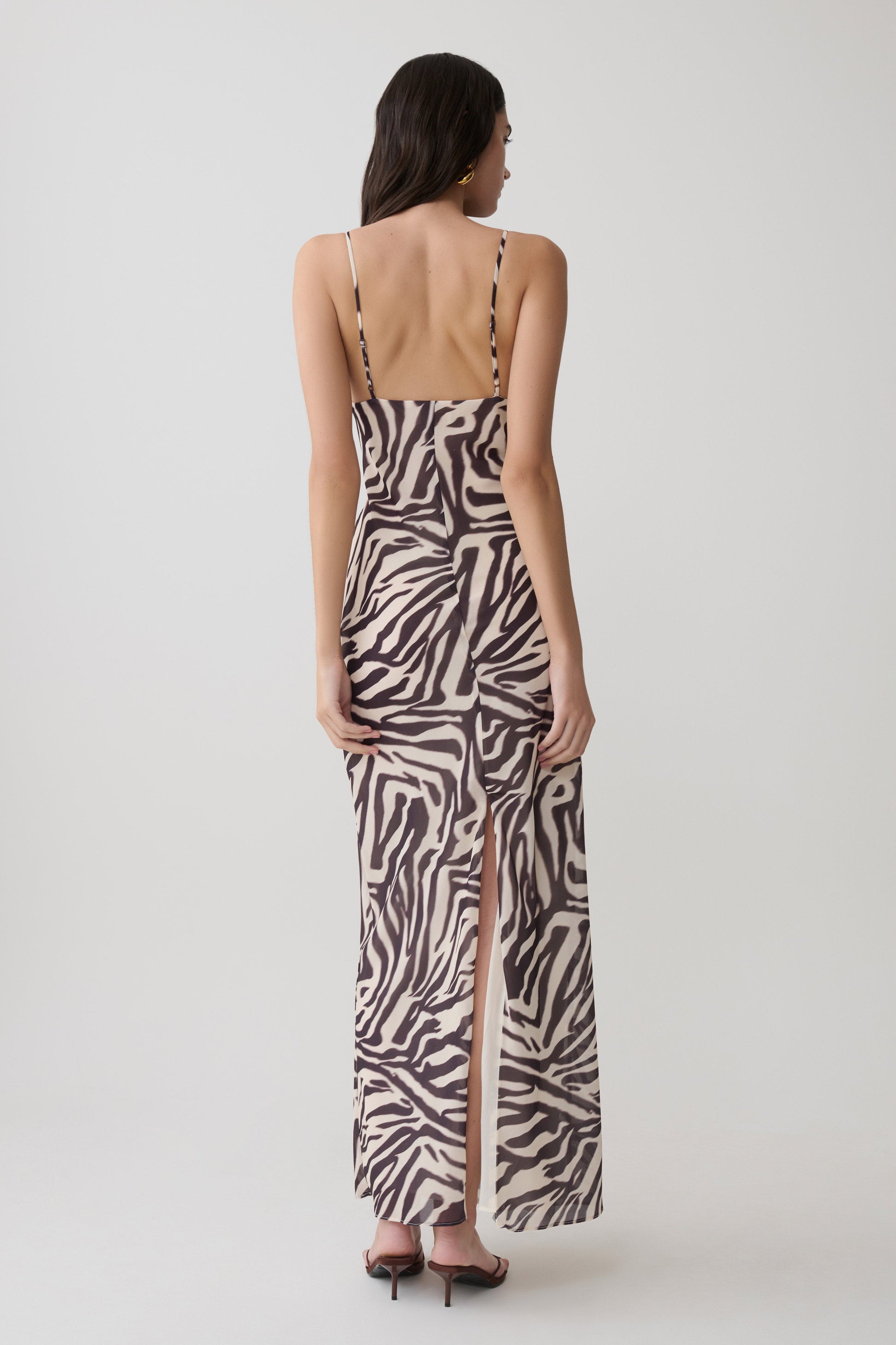 Angeline Lace And Chiffon Maxi Dress - Abstract Zebra Print #2