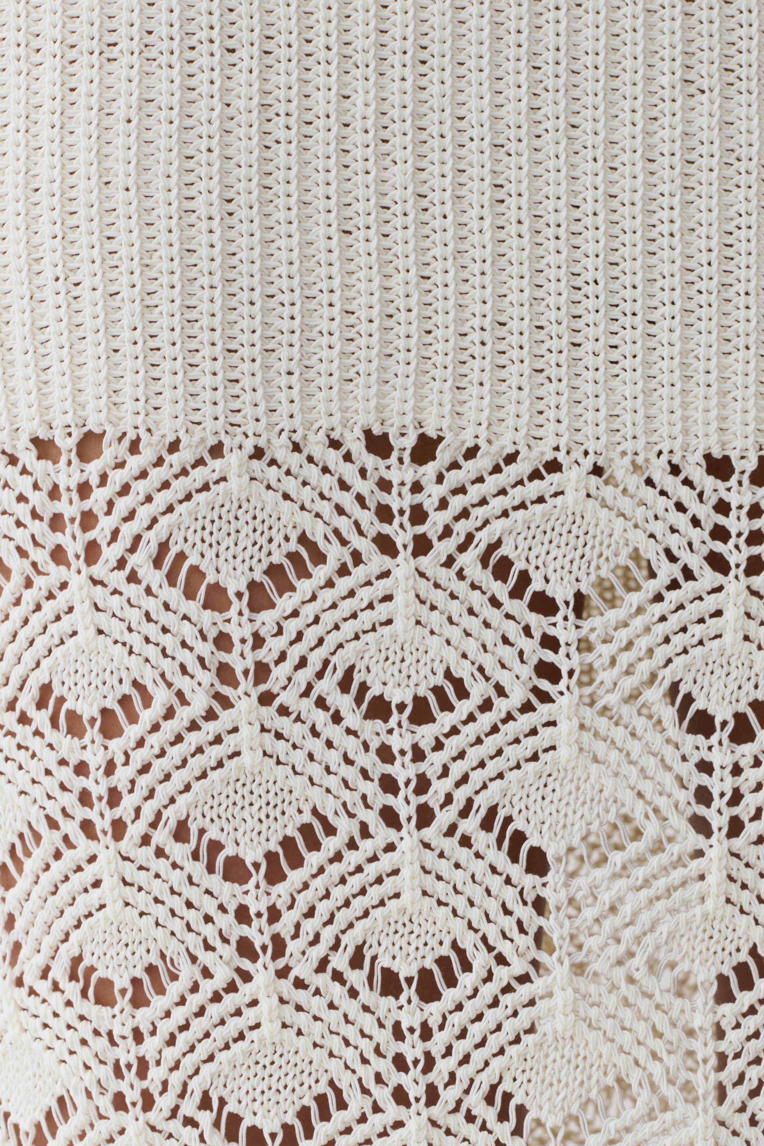 Atlantis Crochet Knit Midi Skirt - White | MESHKI US
