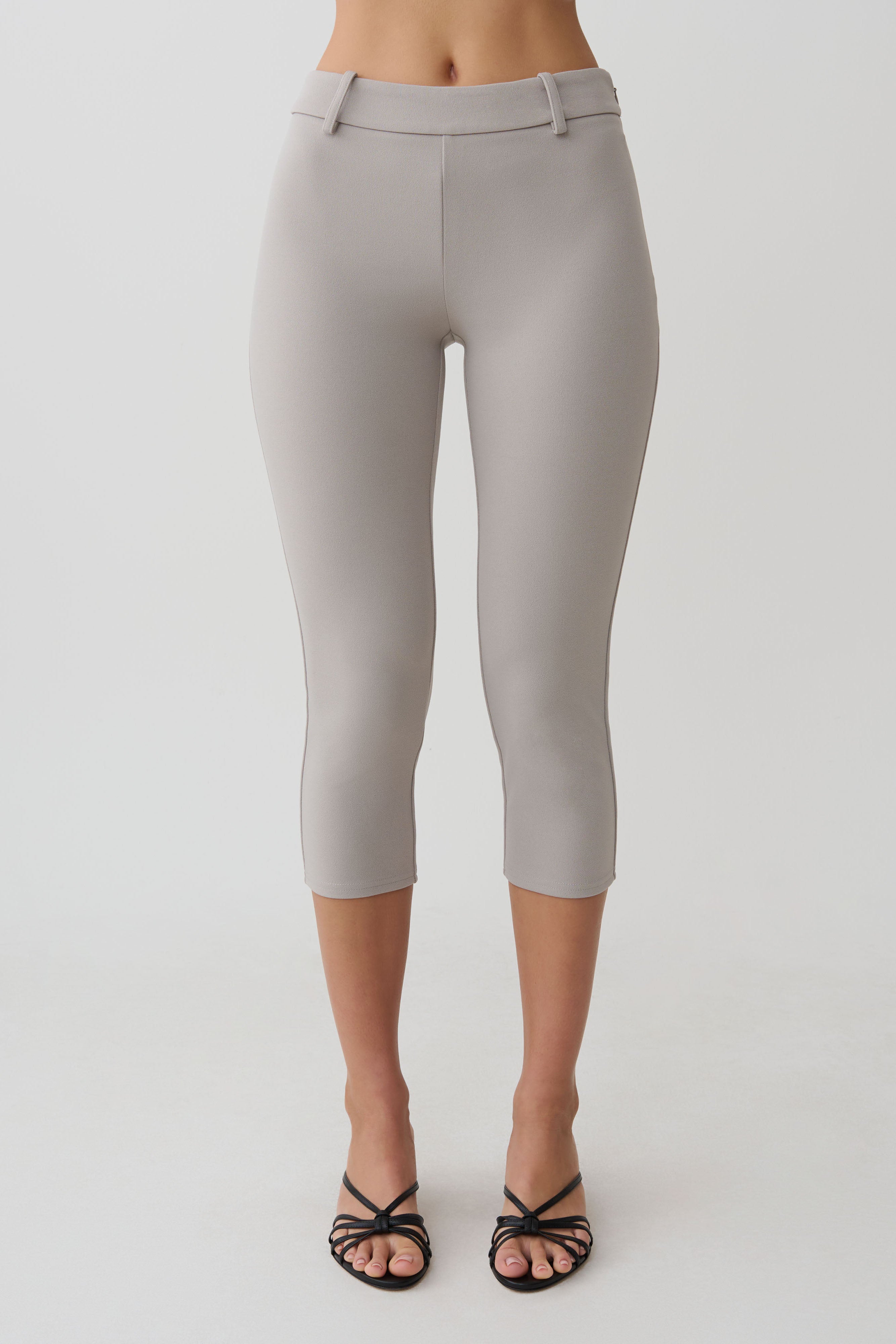Blanca Stretch Crepe Capri Pants - Grey | MESHKI US