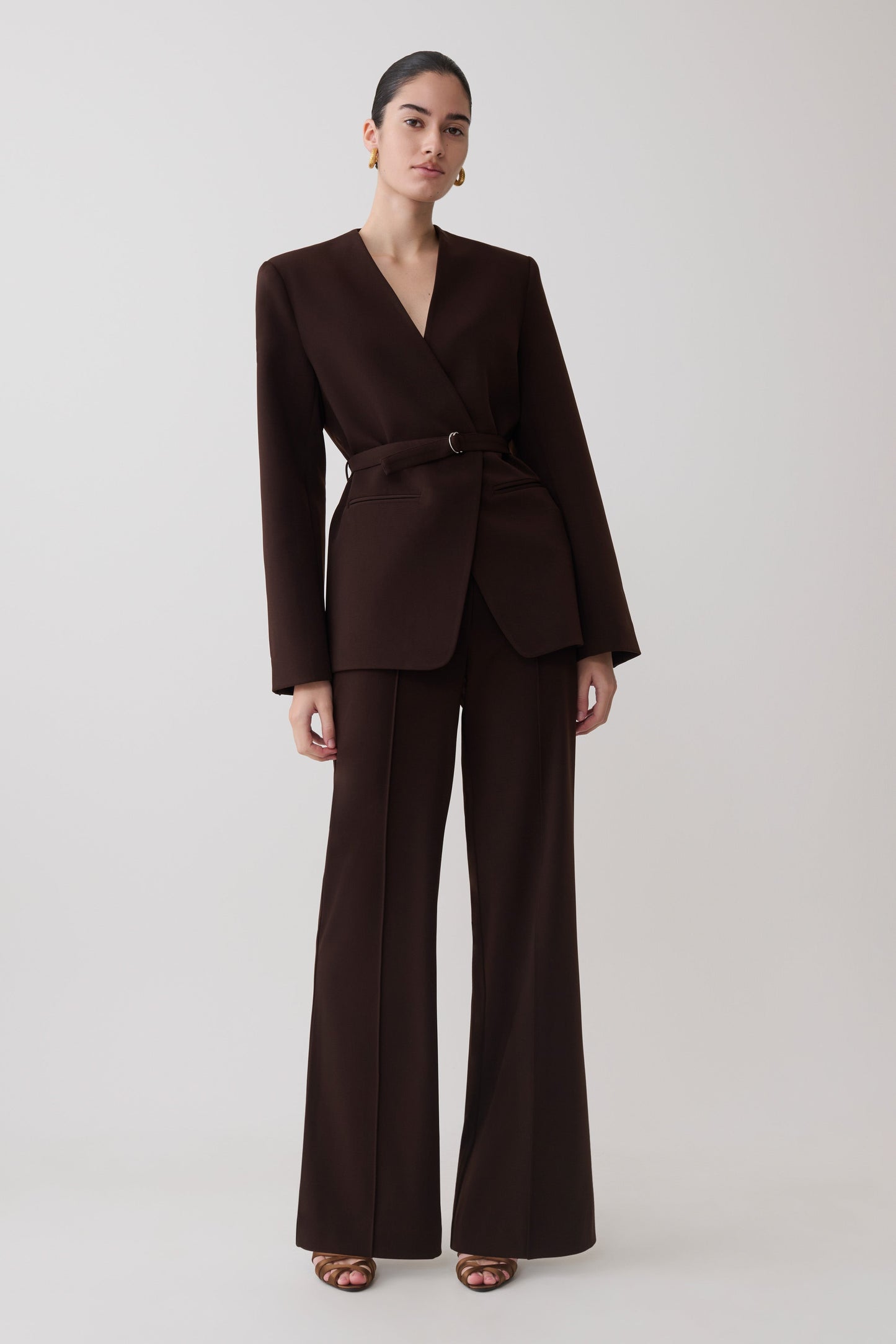 Darcie Fit And Flare Suiting Pants - Dark Chocolate