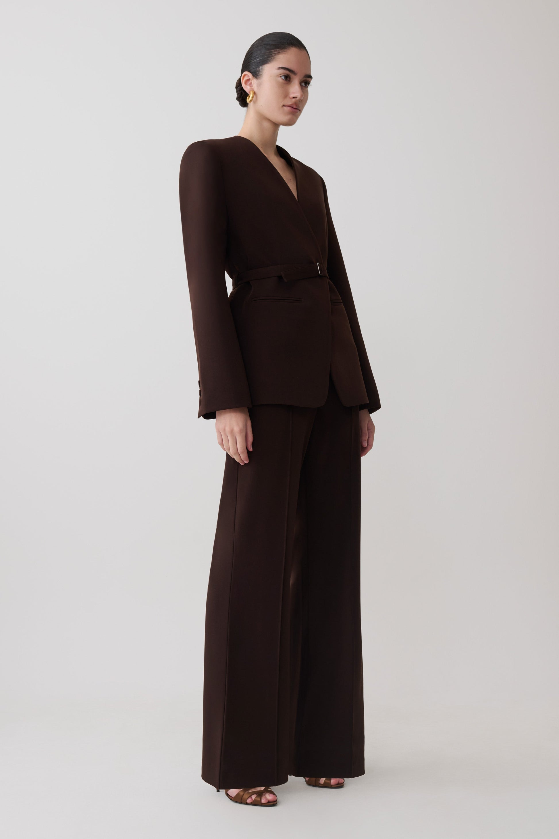 Darcie Drop Shoulder Suiting Blazer - Dark Chocolate #6