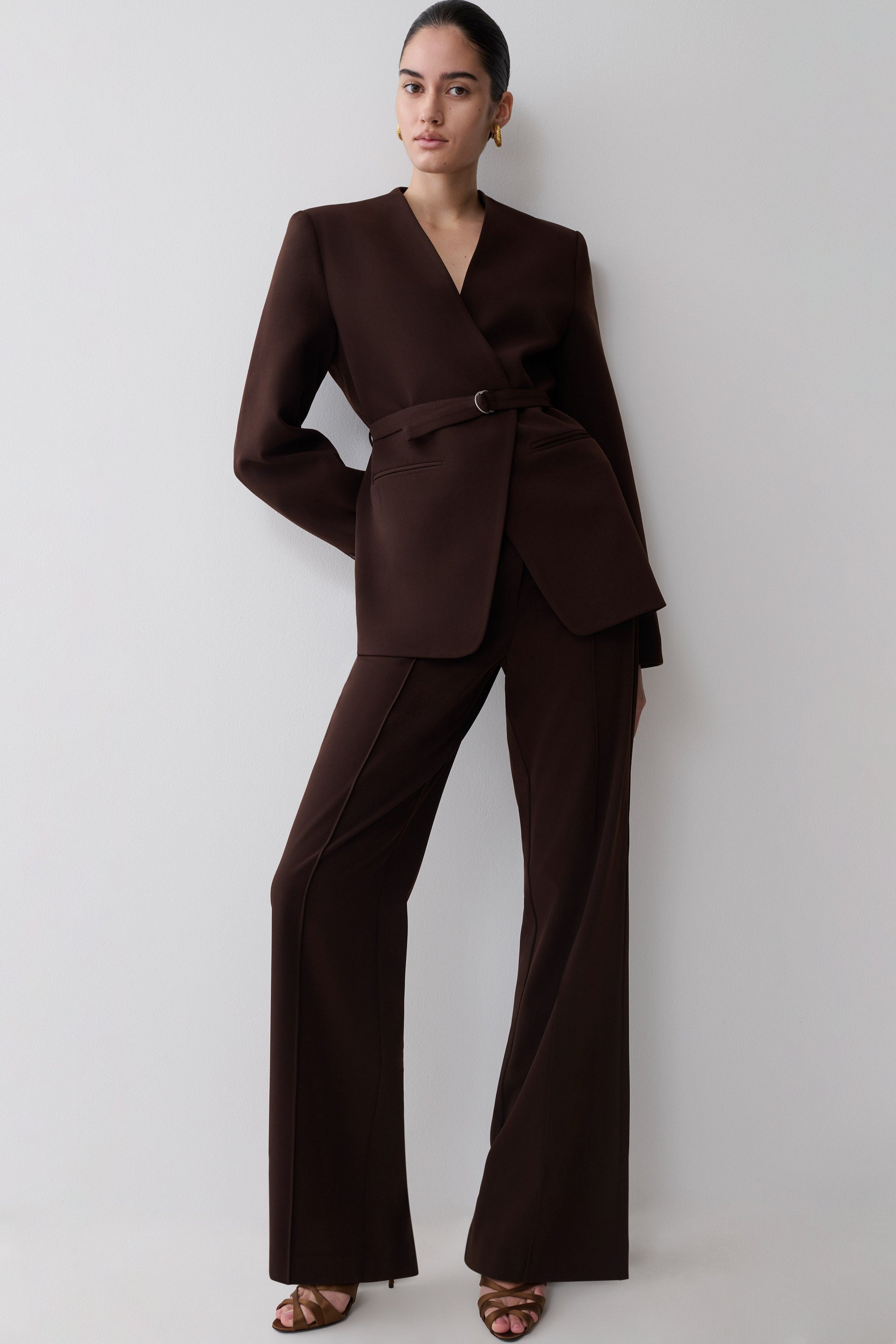 Darcie Fit And Flare Suiting Pants - Dark Chocolate #4