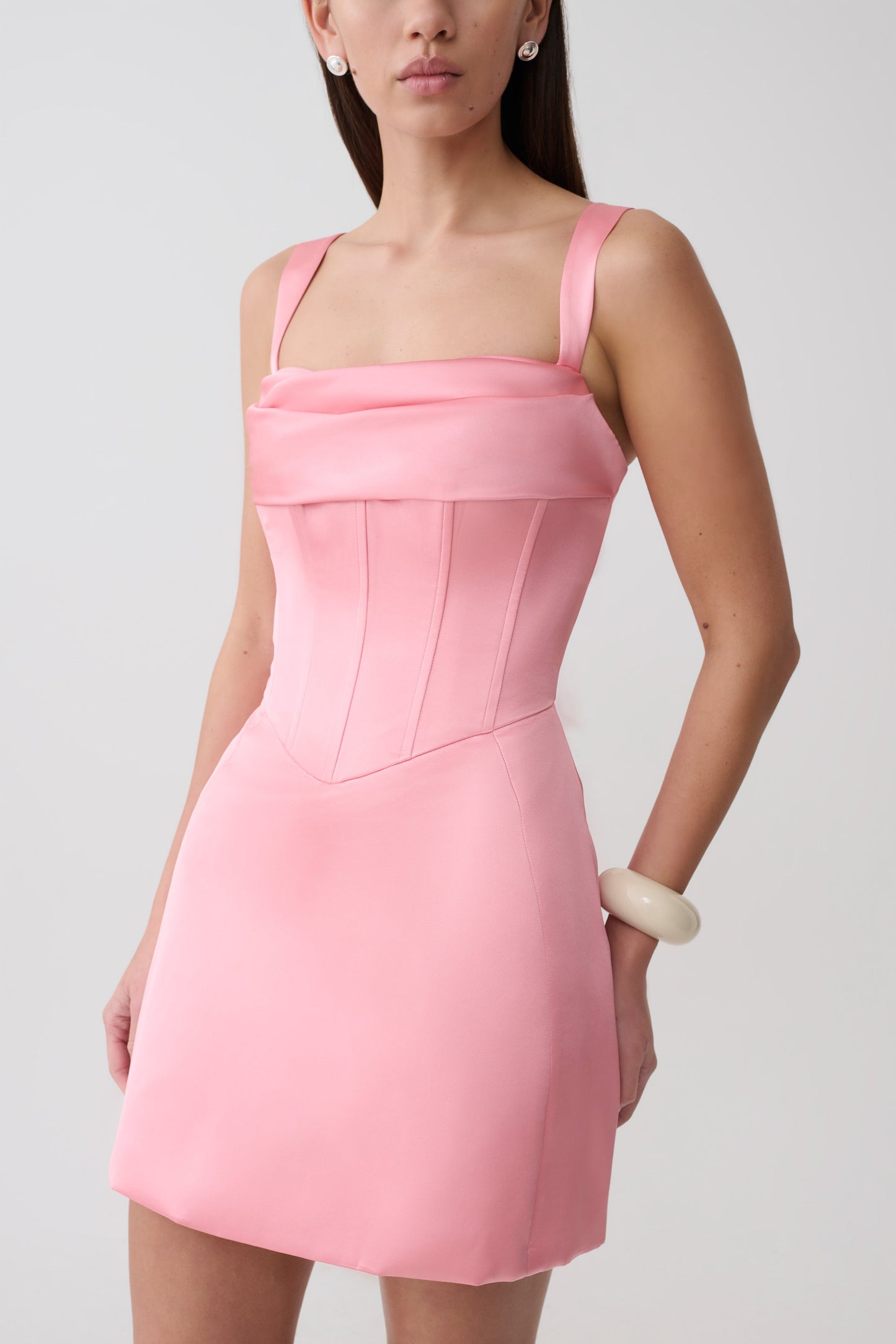 Isabel Satin Corset Mini Dress - Pink
