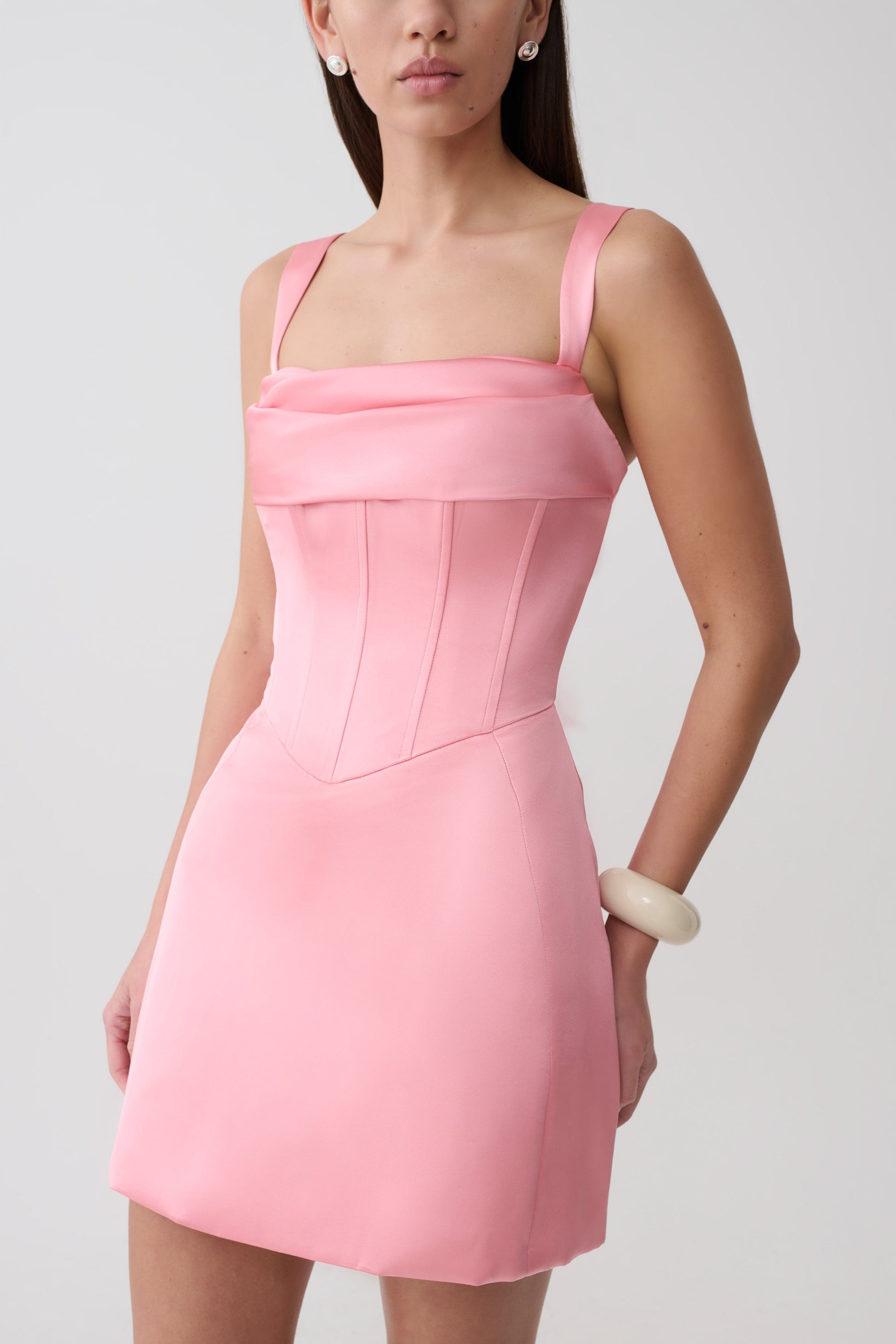 Isabel Satin Corset Mini Dress - Pink #6