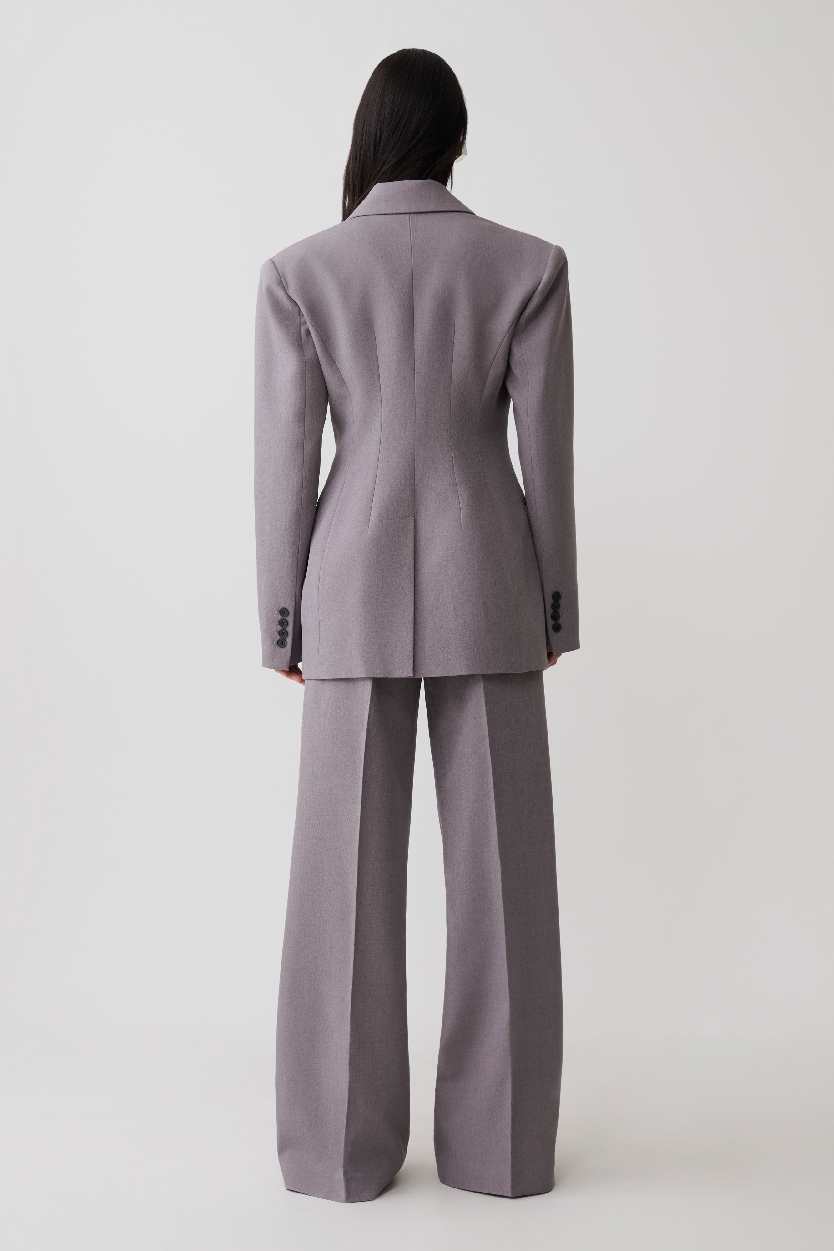 Phoebe Double Breasted Blazer - Light Grey Marle | MESHKI US