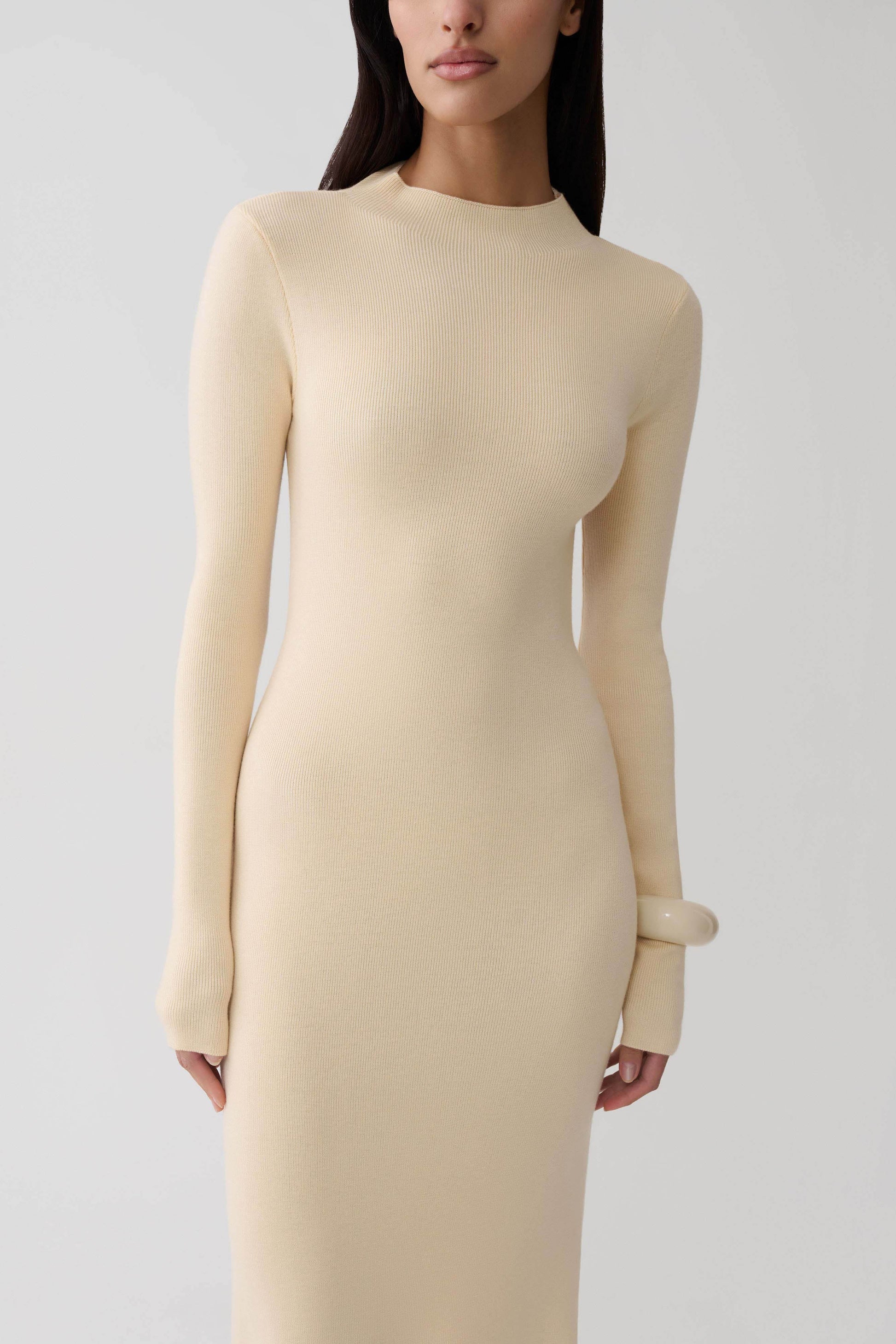 Rowan Long Sleeve Knit Maxi Dress - Cream