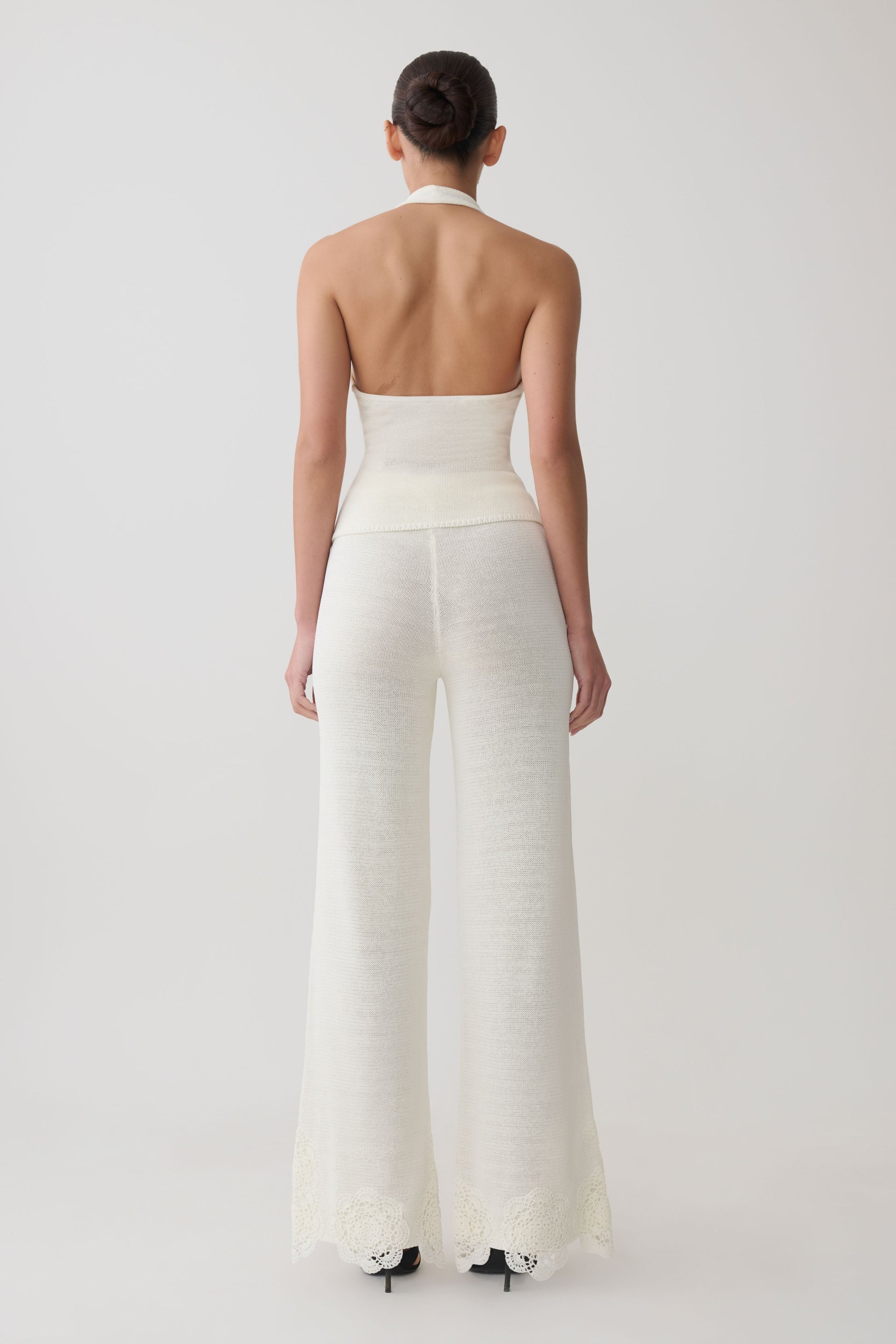 Salley Crochet Halter Longline Top - Ivory #5
