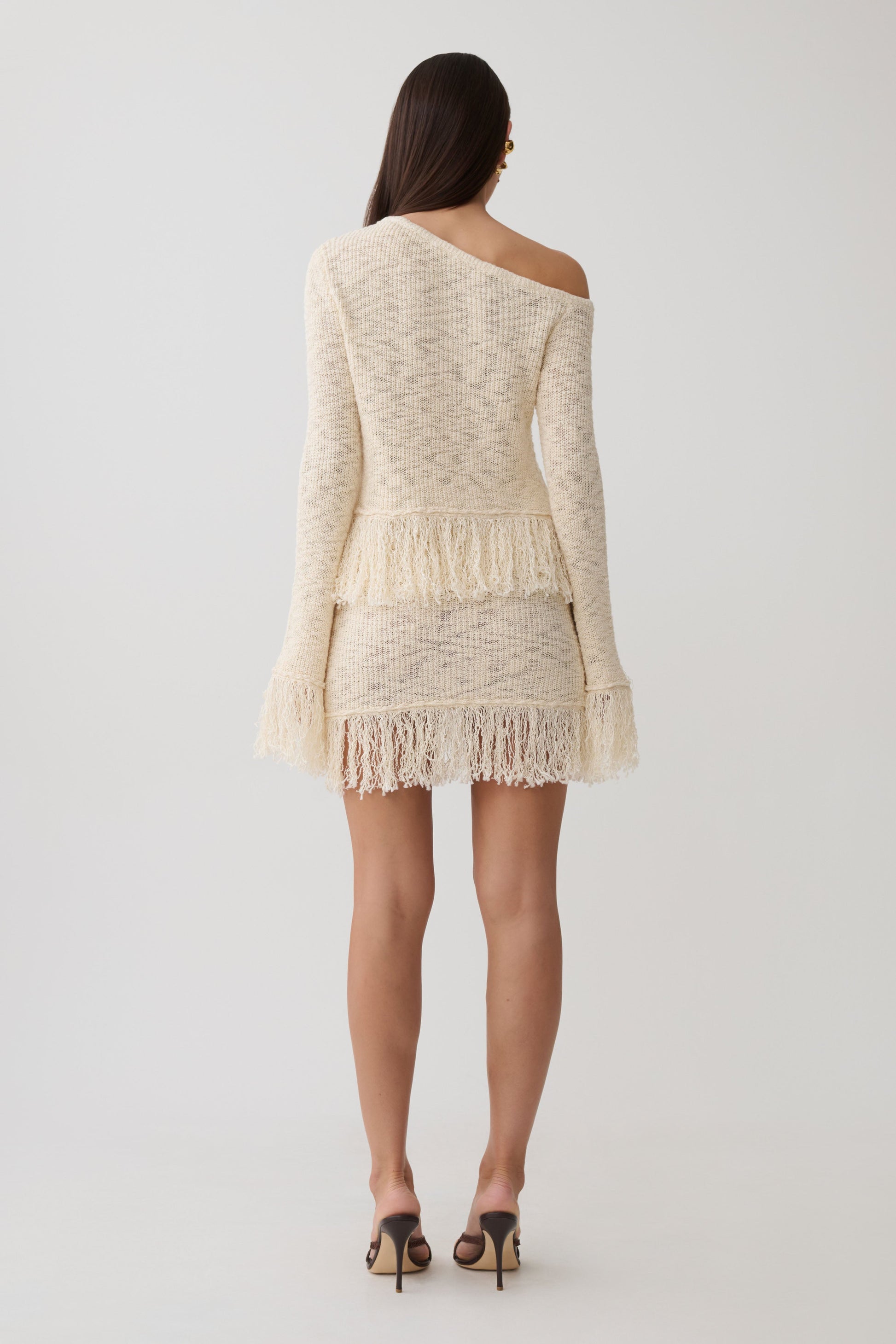 Tabitha Fringe Knit Mini Skirt - Cream #2