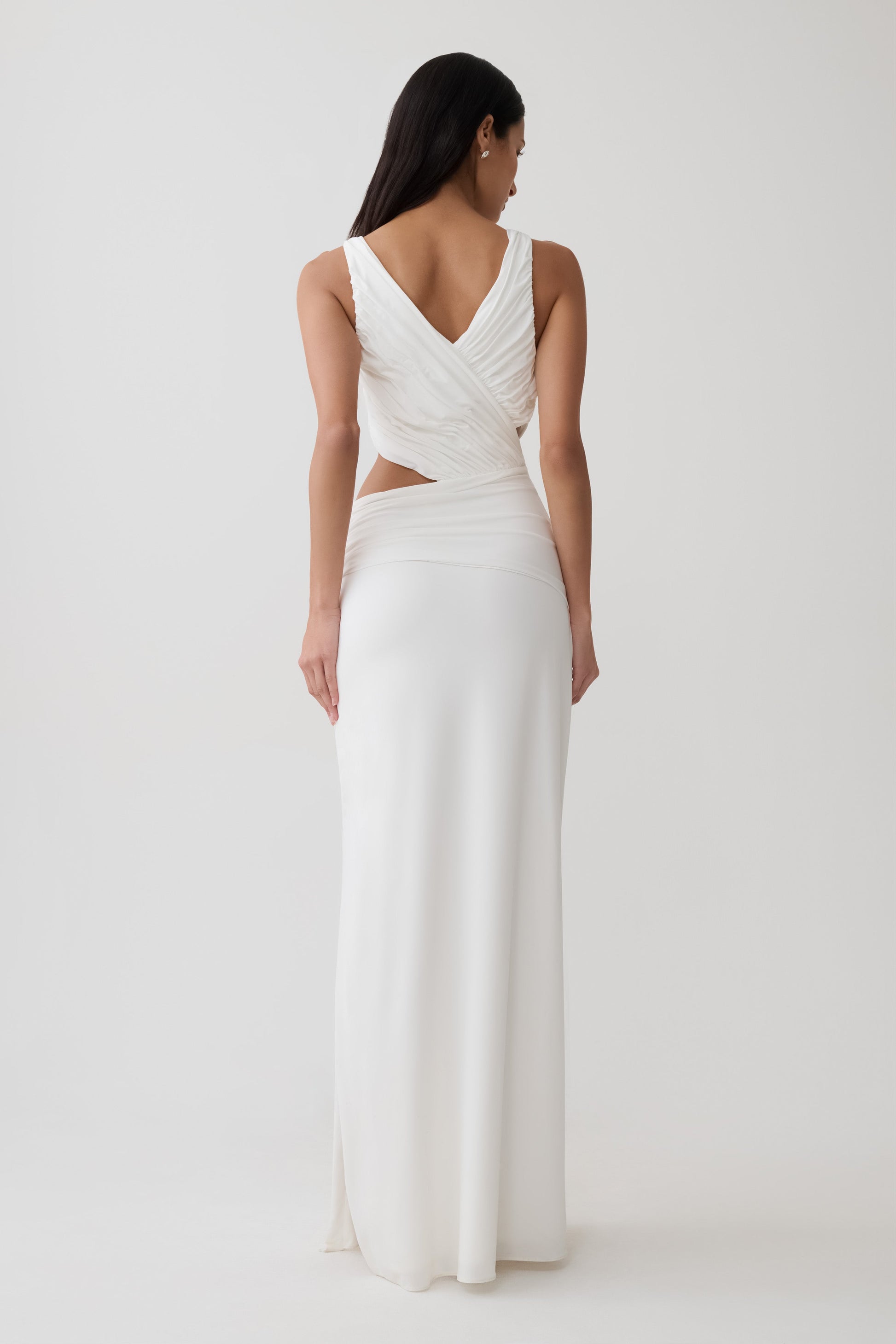 Klein Draped Jersey Gown With Hardware - White #4