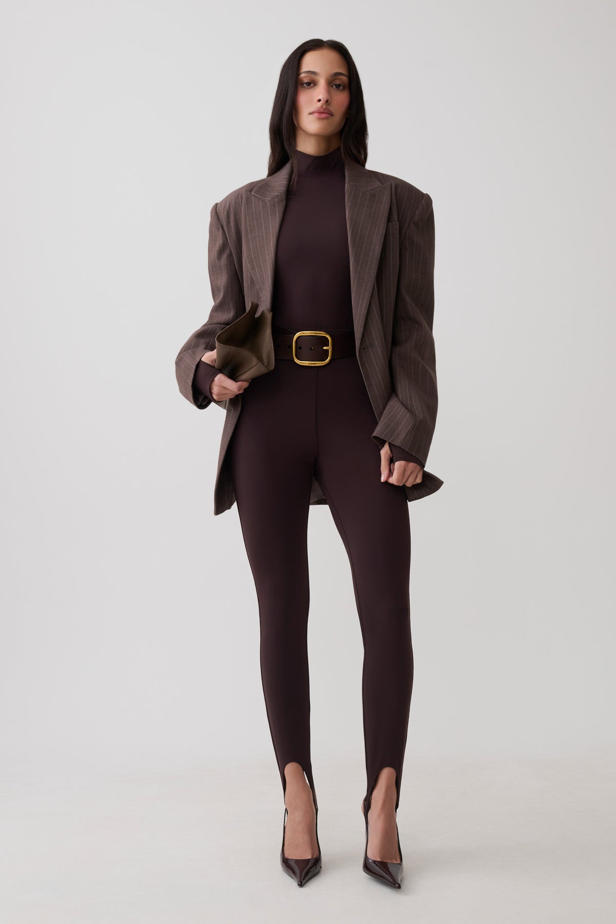 Almira Jersey Stirrup Leggings - Chocolate #2