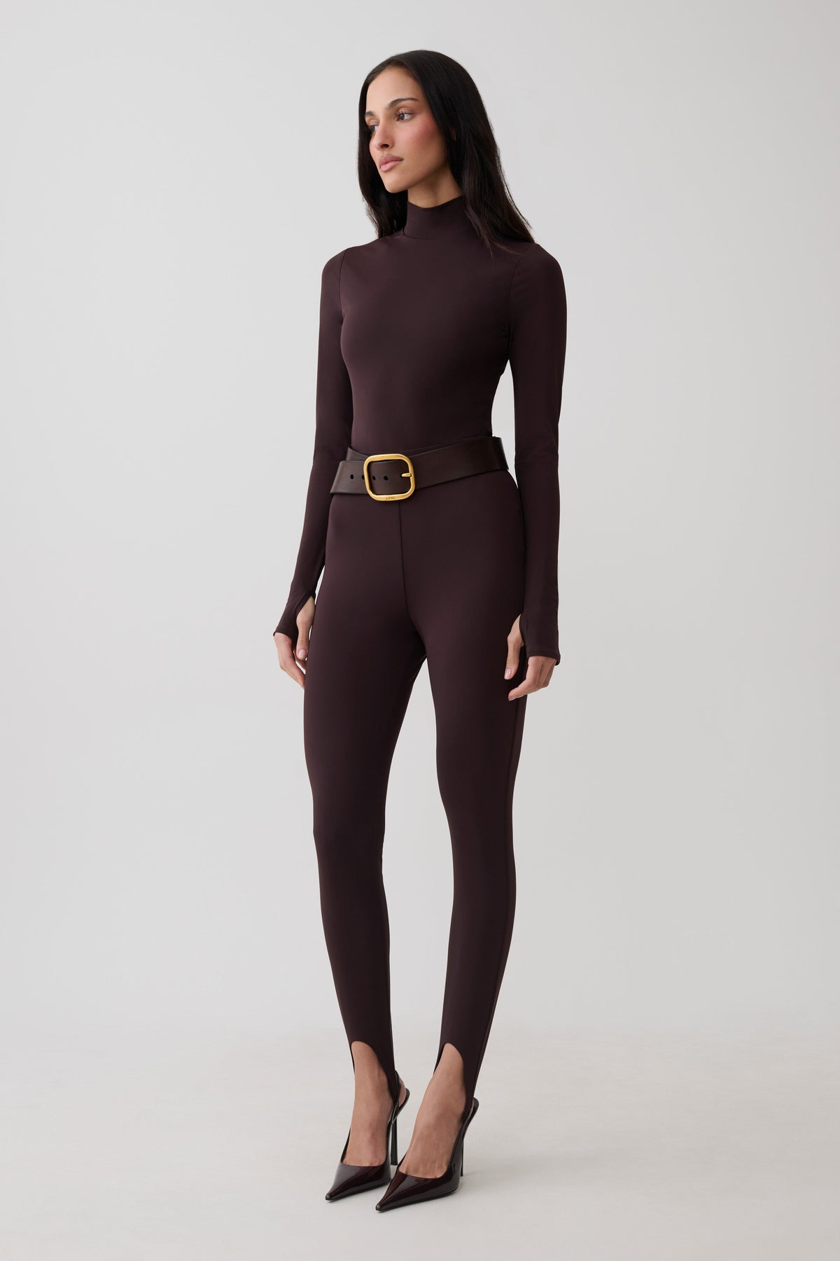 Almira Jersey Stirrup Leggings - Chocolate #5