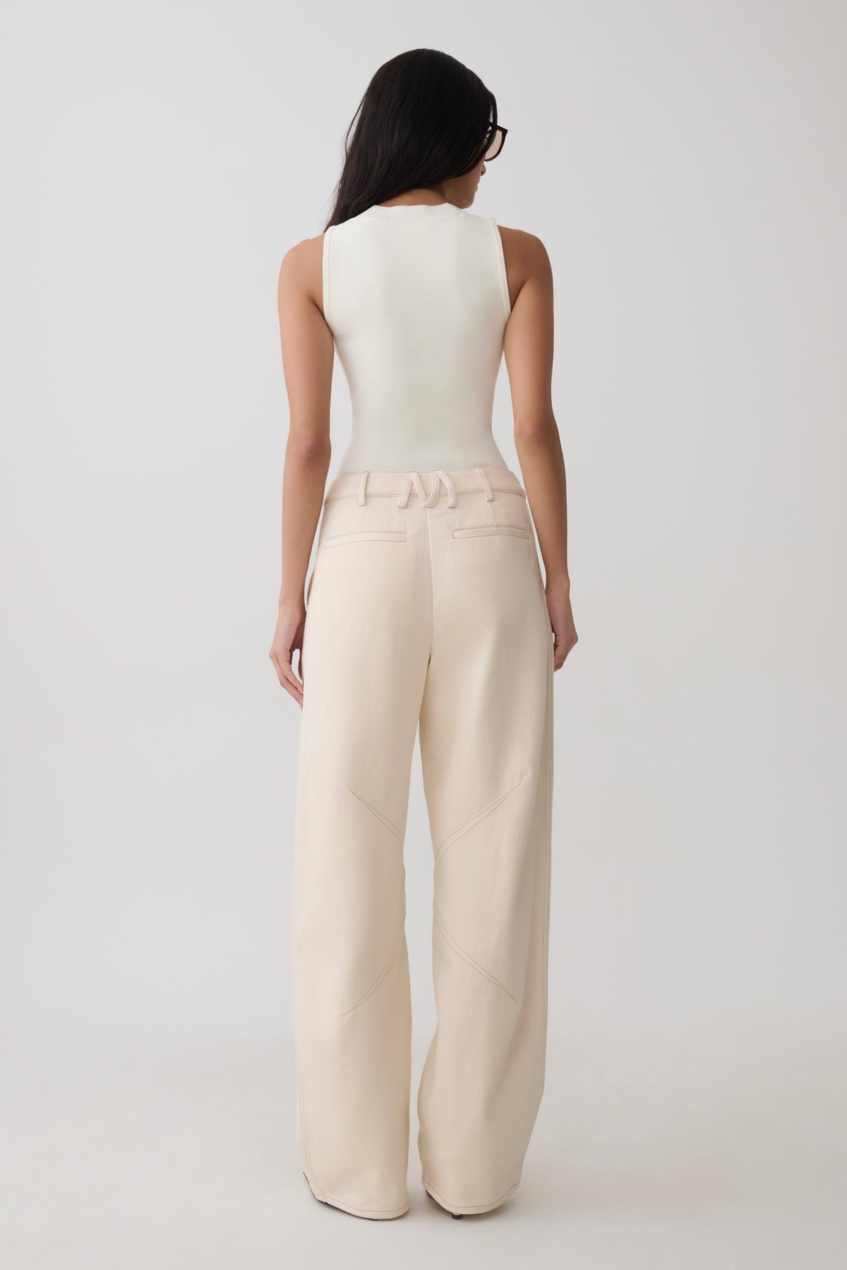 Dane Barrel Leg Denim Pants - Cream #5