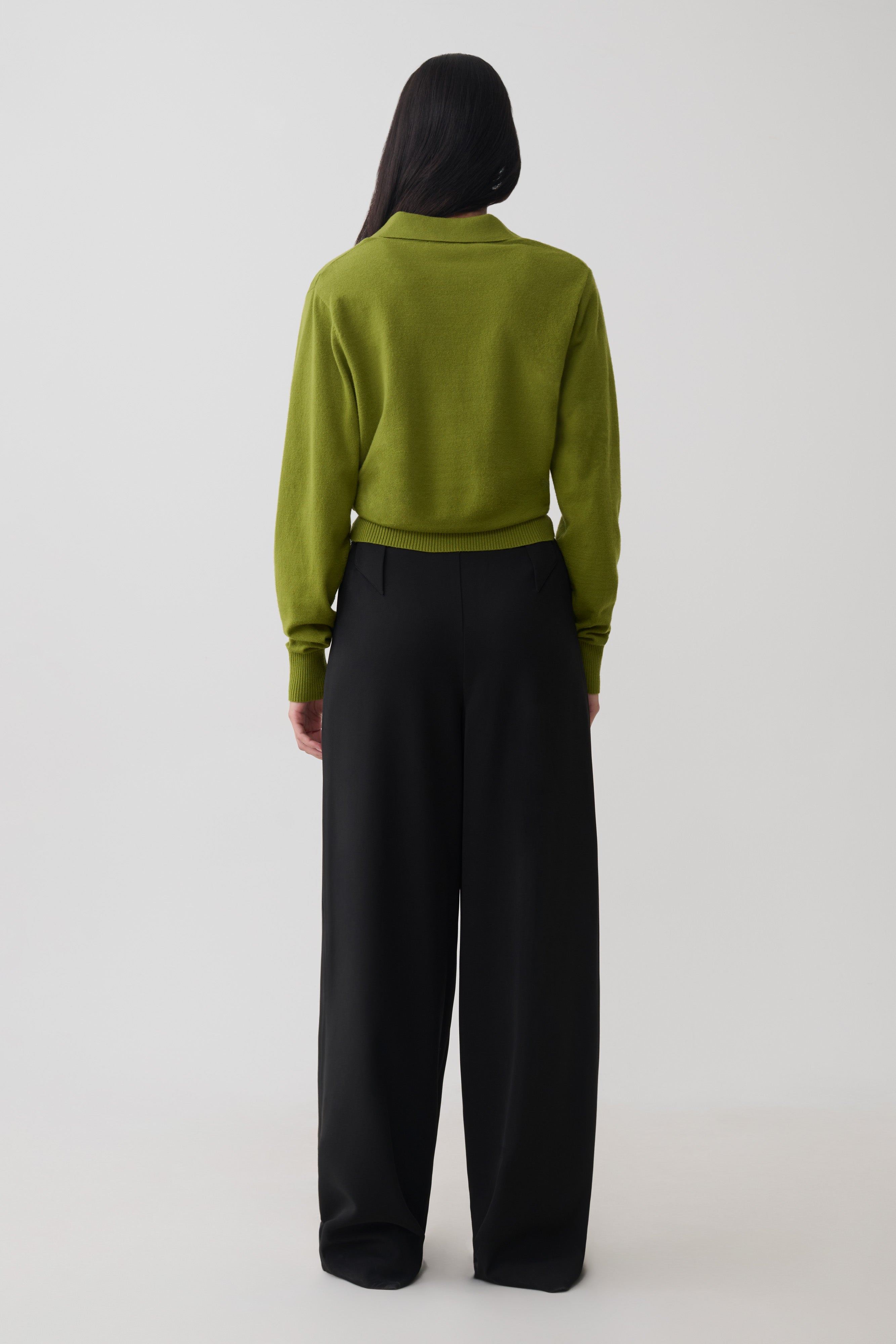 Logan Knit Top With Shoulder Pads - Olive | MESHKI US