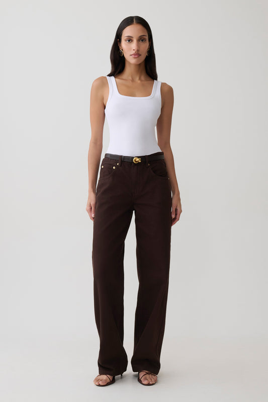 Mannon Mid Rise Denim Jeans - Chocolate