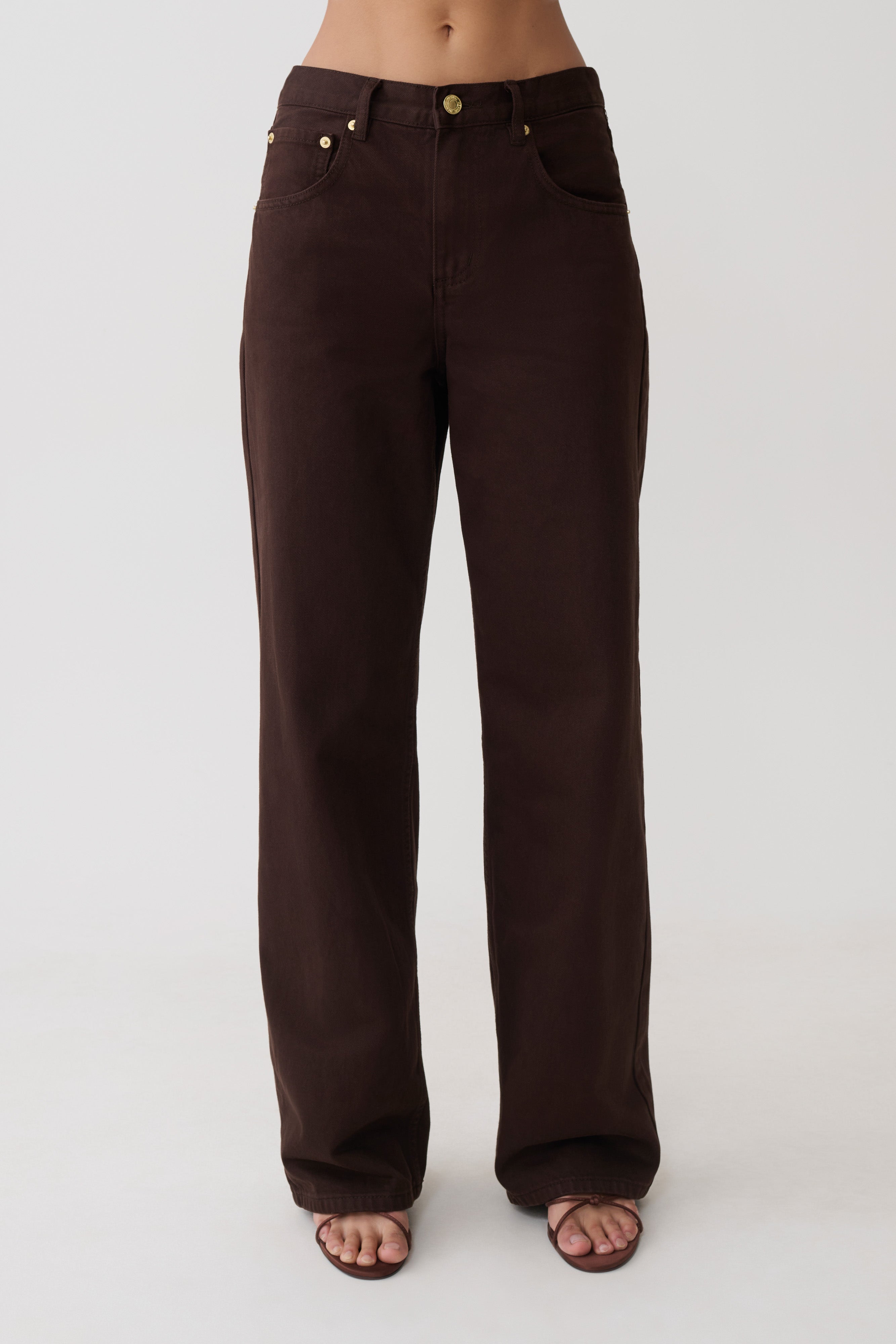 Mannon Mid Rise Denim Jeans - Chocolate | MESHKI US
