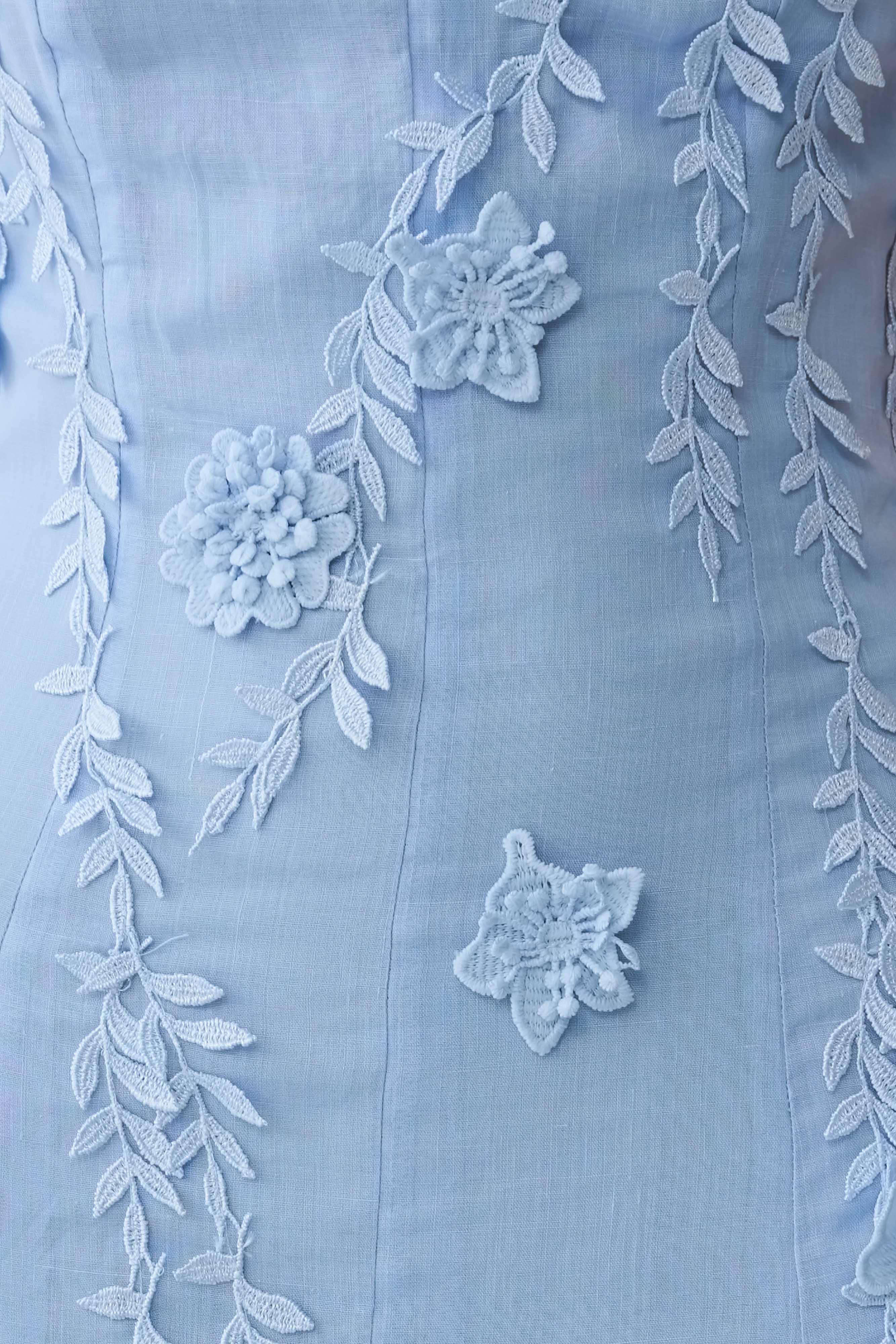 Odette Floral Lace Midi Dress - Pale Blue | MESHKI US