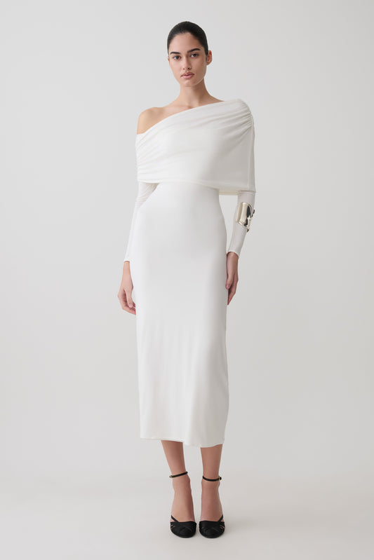 midi white dress with sleeves Petal and Pup Women's Clo Puff Sleeve voluminous sleeves White Midi Dresses - Shop