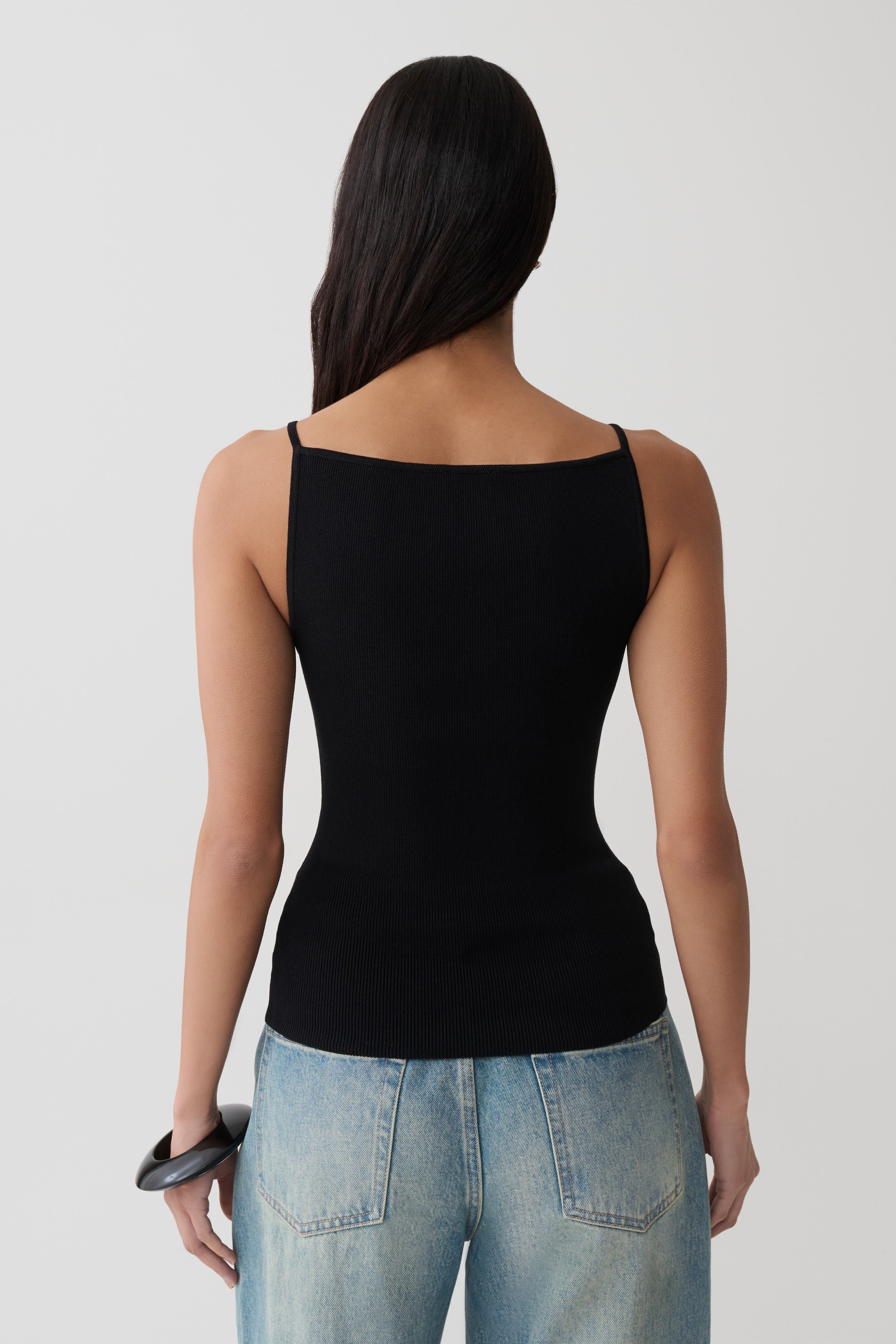 Tara Knit Tank Top - Black | MESHKI US