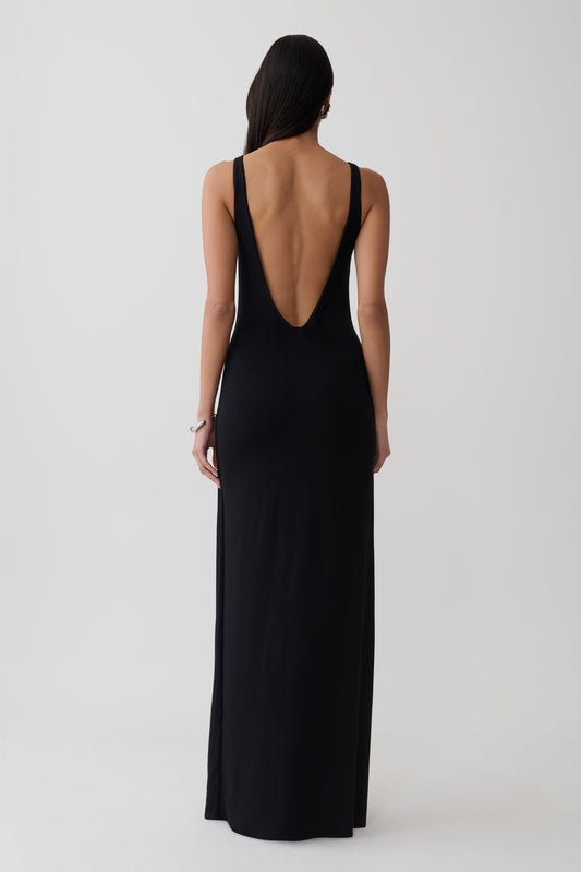 Yura Backless Twist Maxi Dress - Black