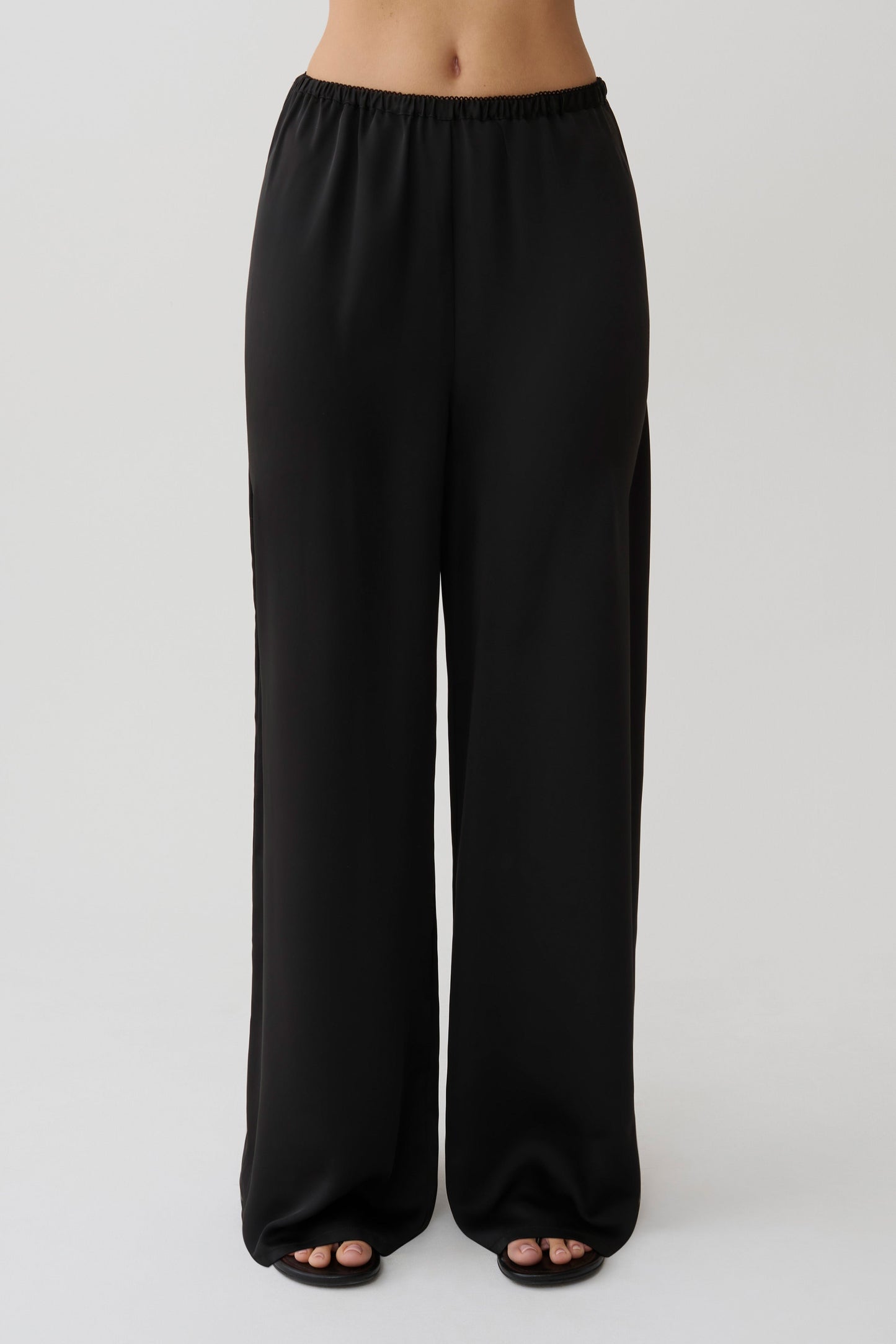 Alysa Satin Straight Pants - Black