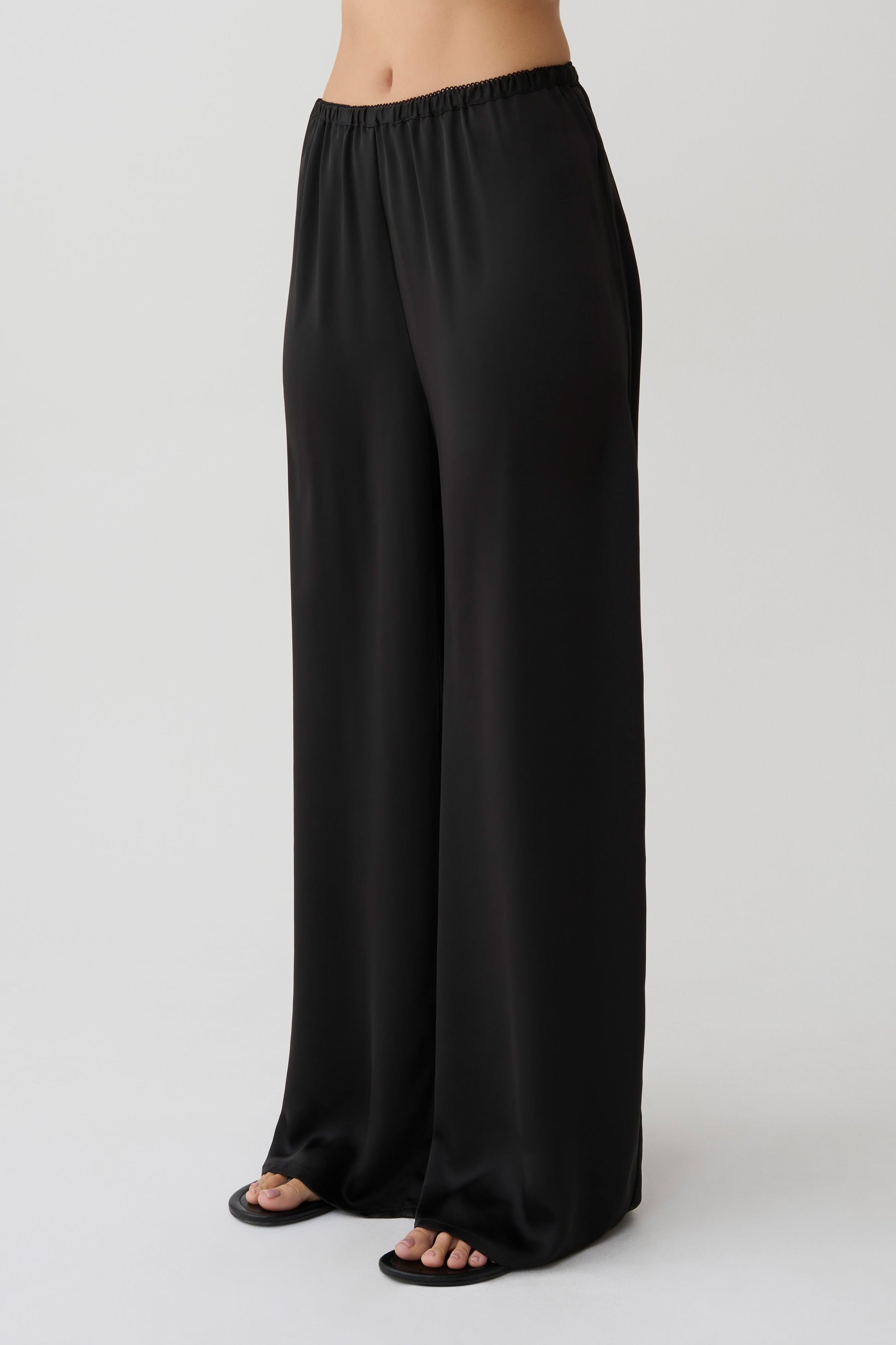 Alysa Satin Straight Pants - Black #5