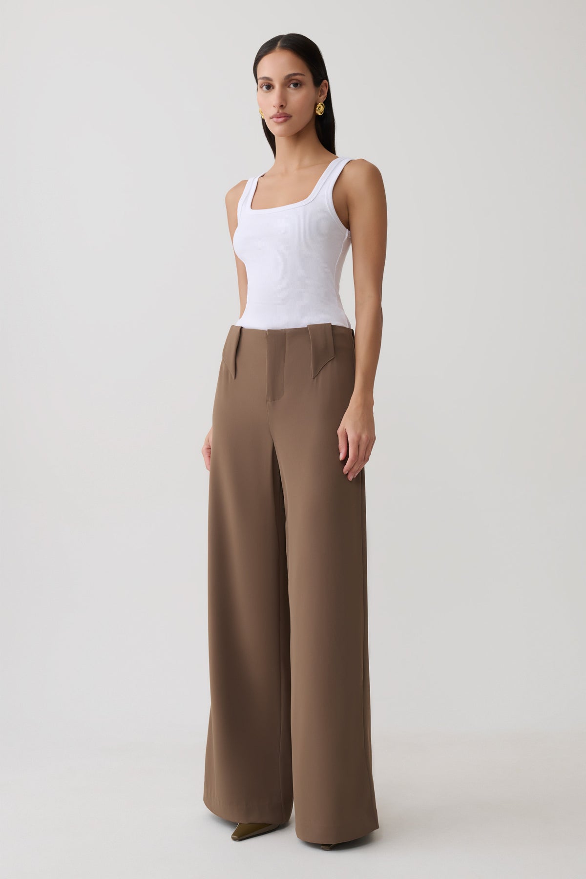 Arlo Wide Leg Suiting Trouser - Cacao Brown #4