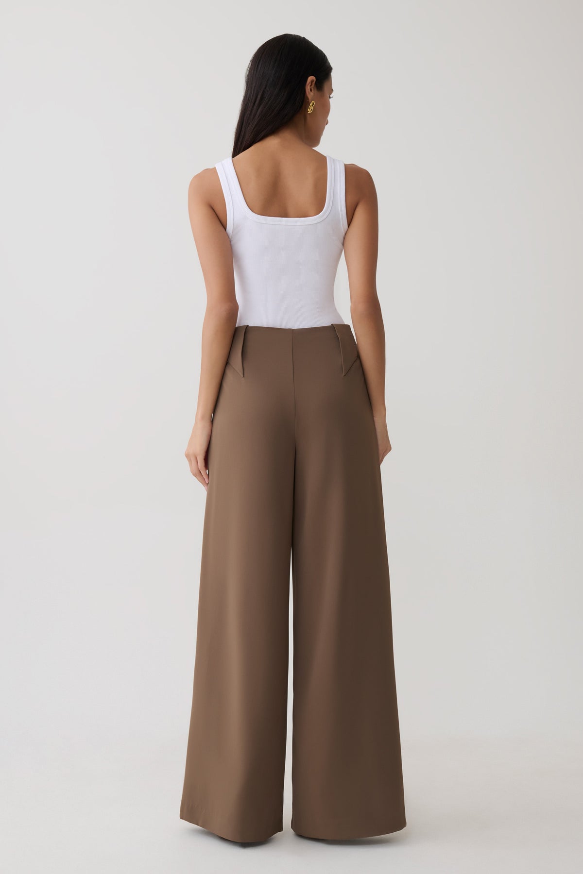 Arlo Wide Leg Suiting Trouser - Cacao Brown #2