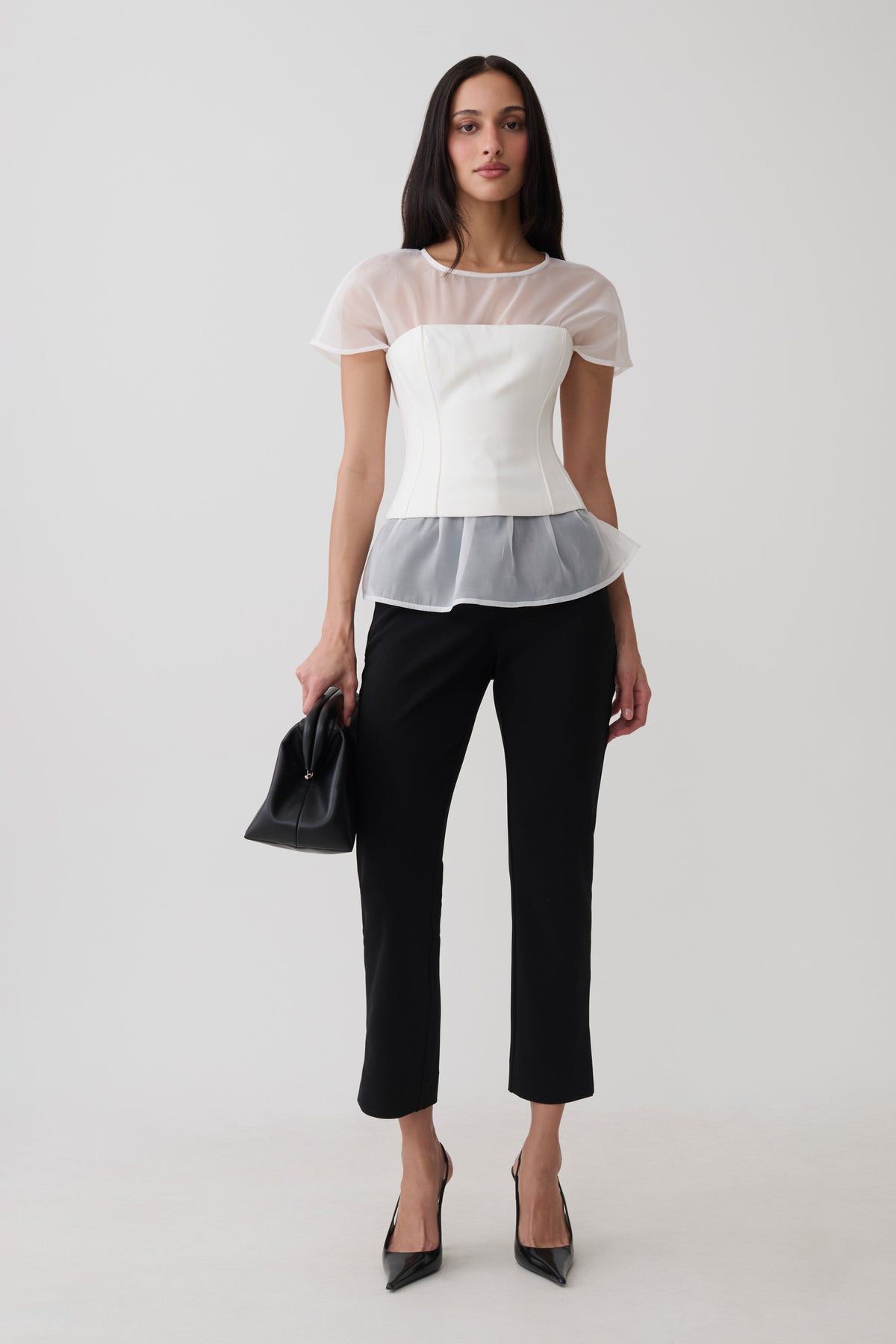 Belle Corset Sheer Short Sleeve Top - Ivory #6