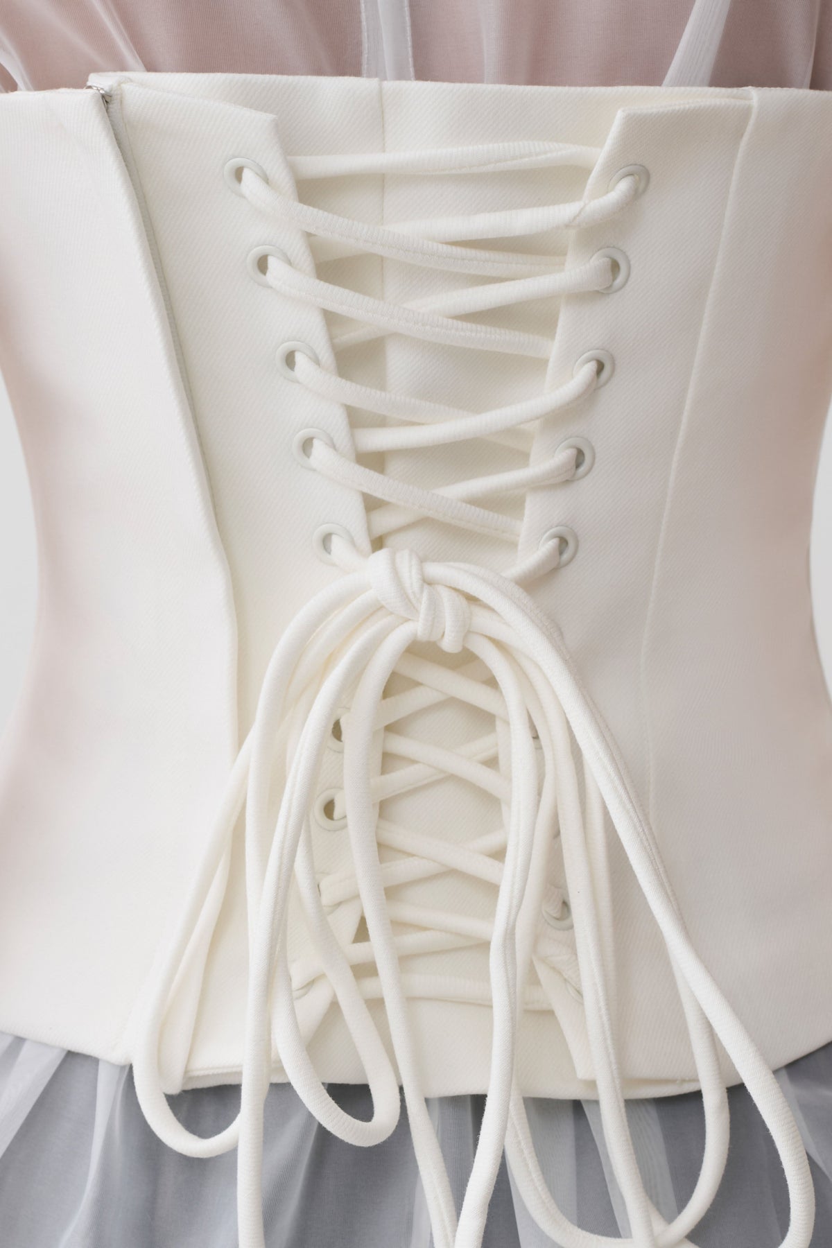 Belle Corset Sheer Short Sleeve Top - Ivory